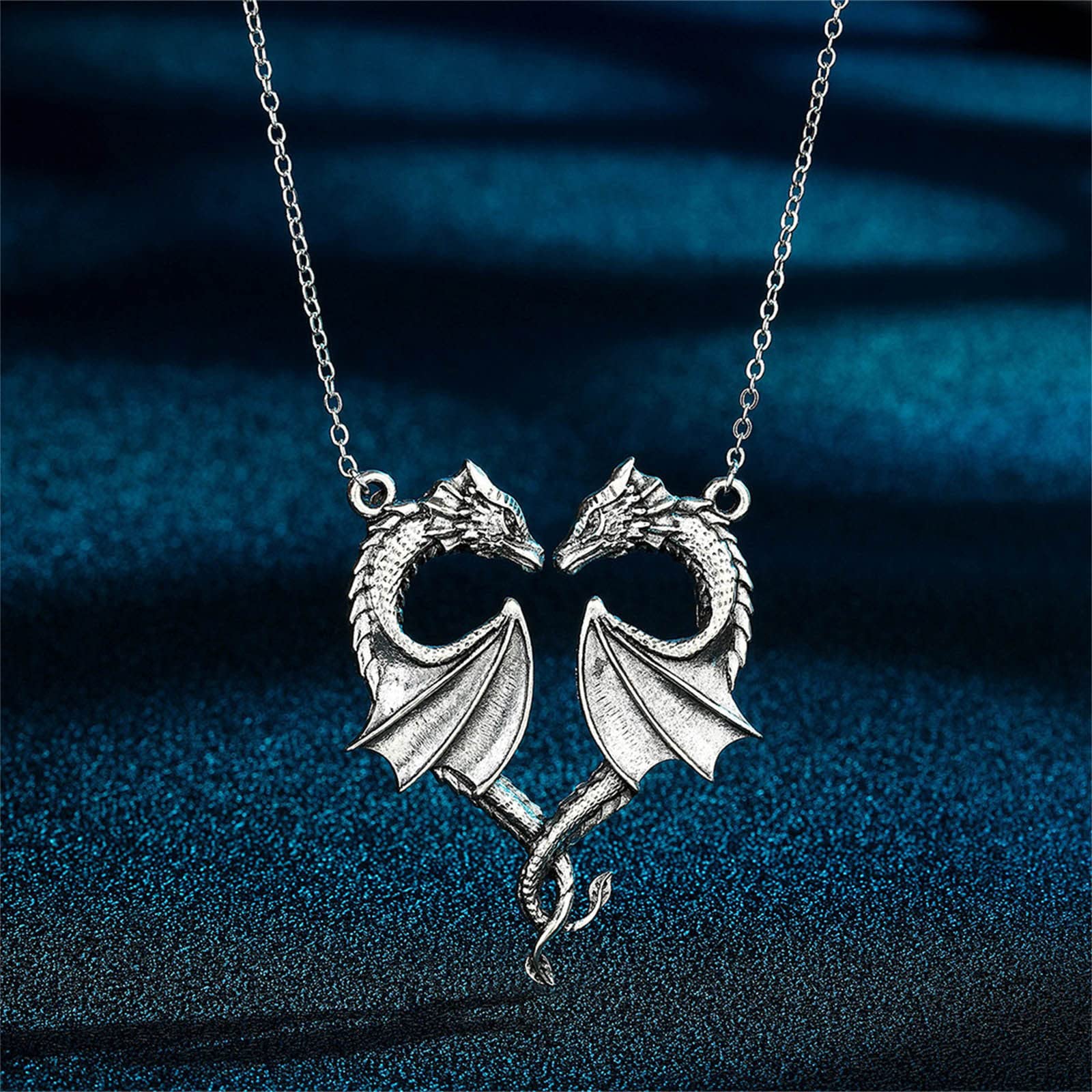 Valentine's Day Gifts Double Dragon Heart Necklace for Couples Cool Dragon Wings Necklace for Her Girlfriend Wife Mom, Amazon Haul Items