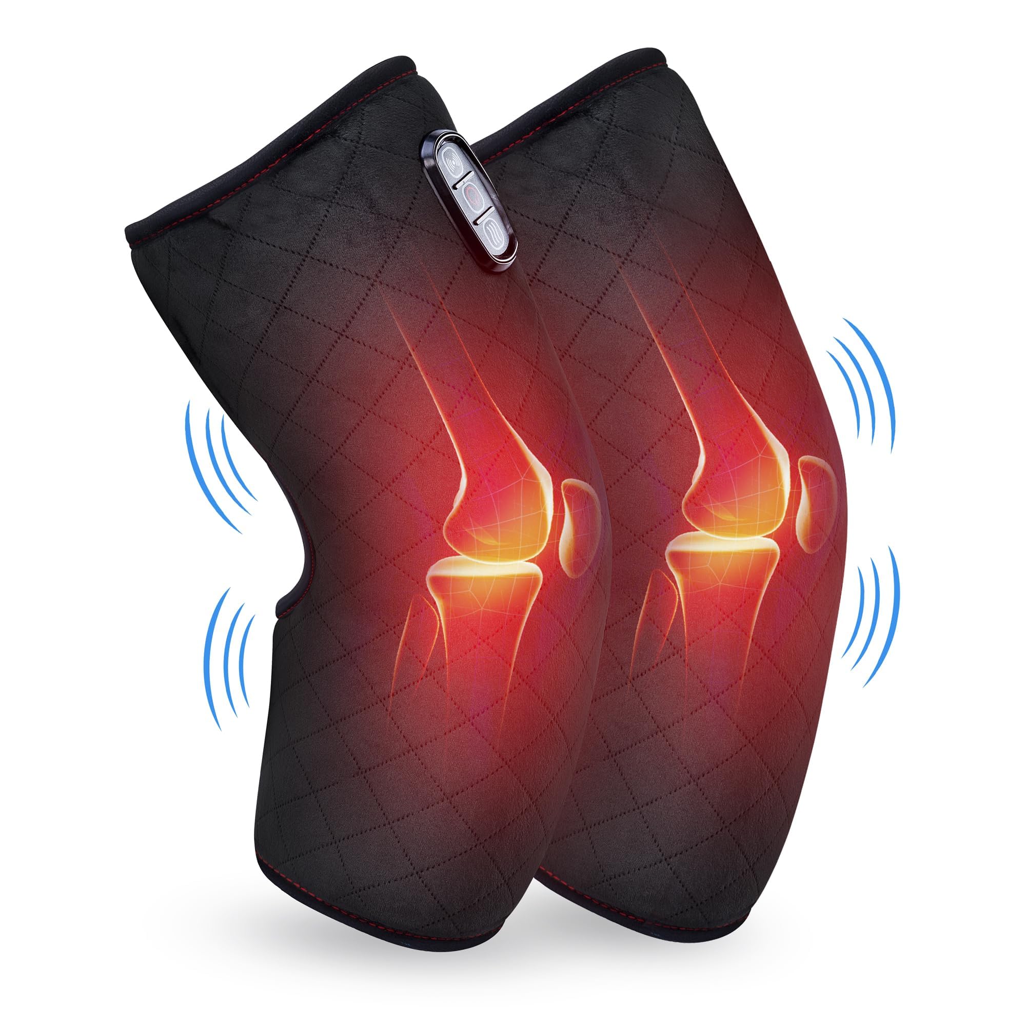 COMFIER Heated Knee Massager with Heating Pad for Knee Pain Relief,Christmas Gifts for Men Women Dad Mom,Knee Warmers Wrap, FSA or HSA Eligible,Heated Knee Pad for Men Women Elders