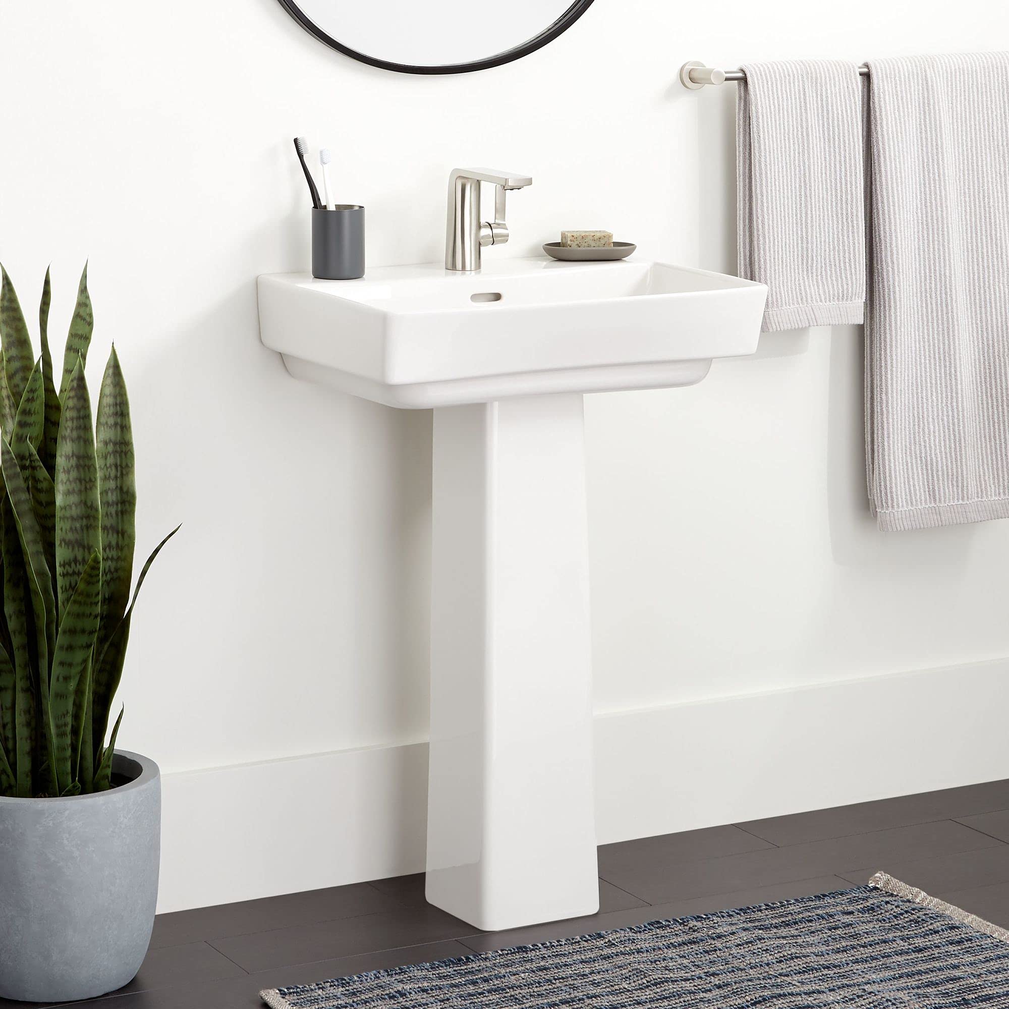 Signature Hardware 539975 Pentero 29" Tall Fireclay Pedestal Bathroom Sink Stand Only