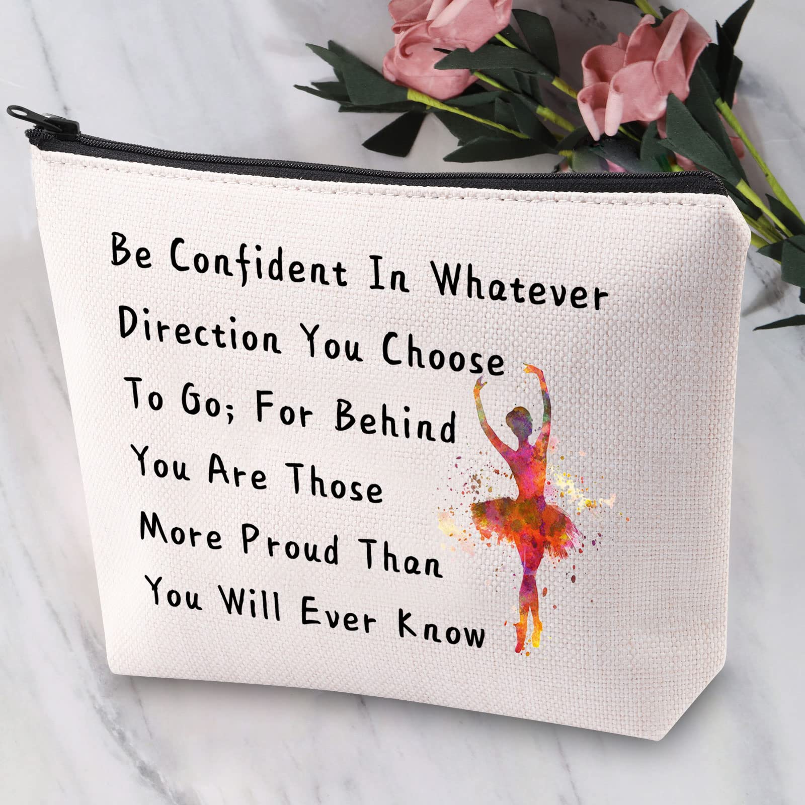 JYTAPP Dance Makeup Bag Inspirational Ballet Dancer Cosmetic Bag Dance Teacher Gifts Dancing Makeup Zipper Pouch Recital Gift 5678 Gift