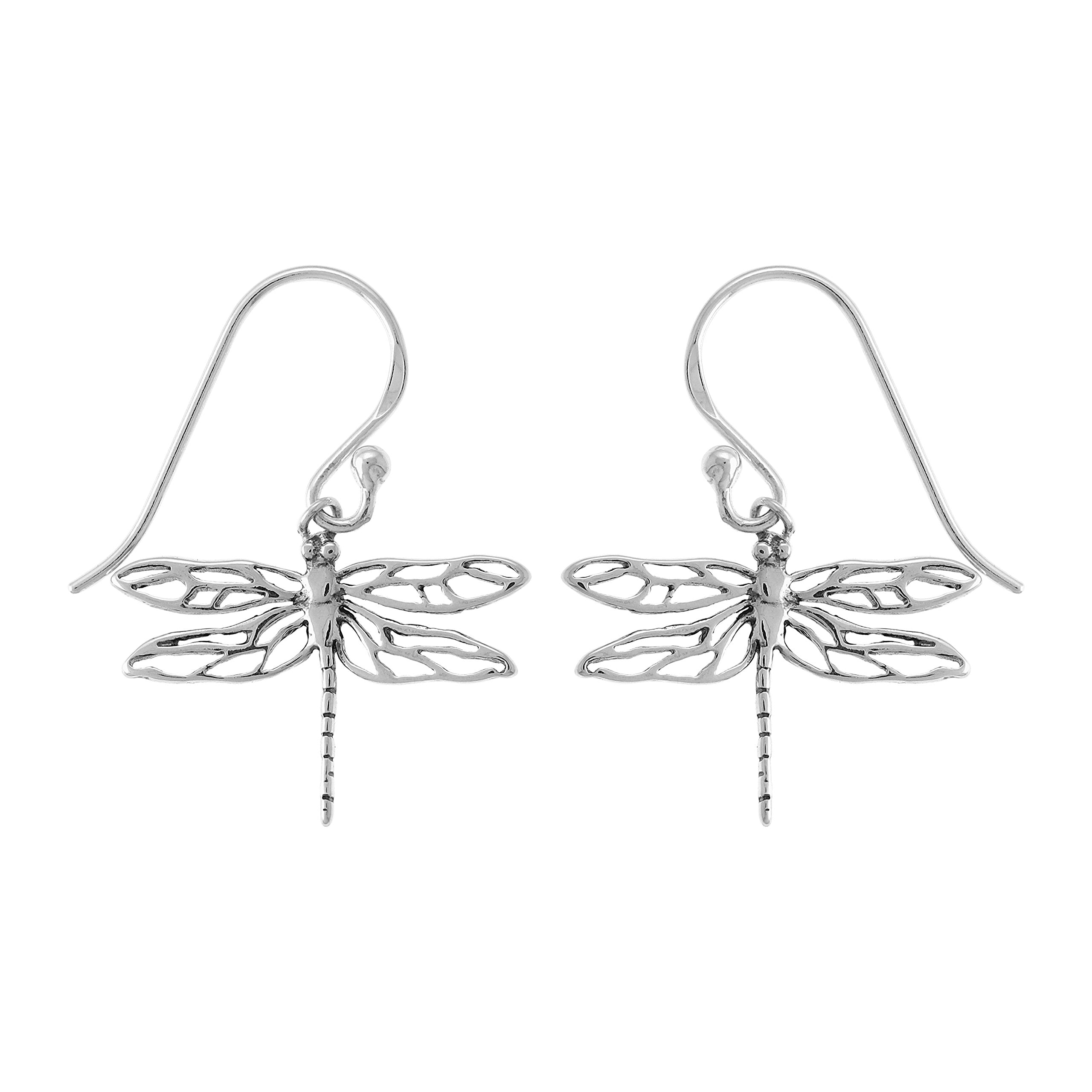 Boma Jewelry Sterling Silver Dragonfly Dangle Earrings