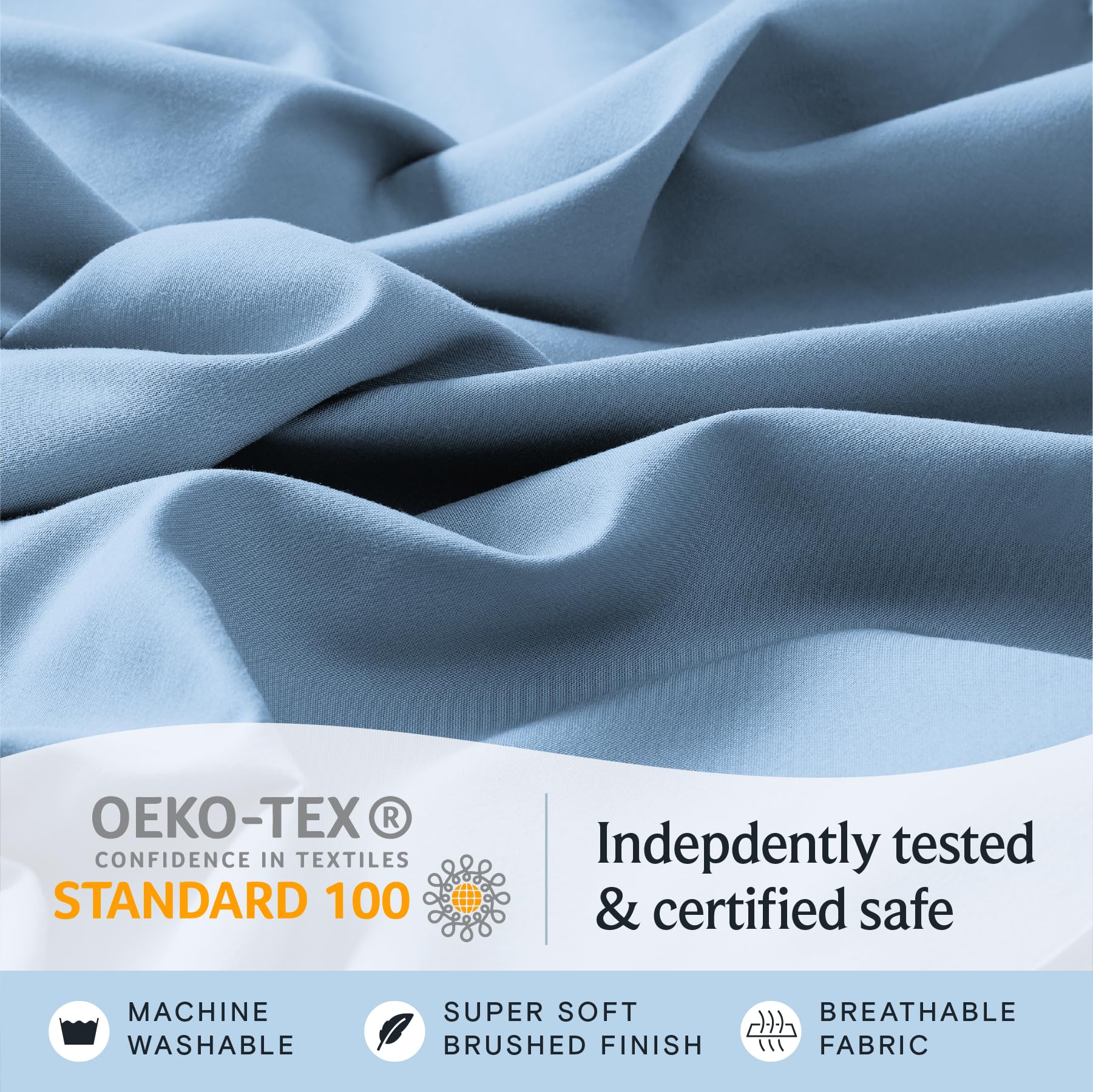 LuxClub 4 PC Full Sheet Set, Breathable Luxury Bed Sheets, Deep Pockets Wrinkle Free Cooling Bed Sheets Machine Washable Hotel Bedding Silky Soft - Sky Full