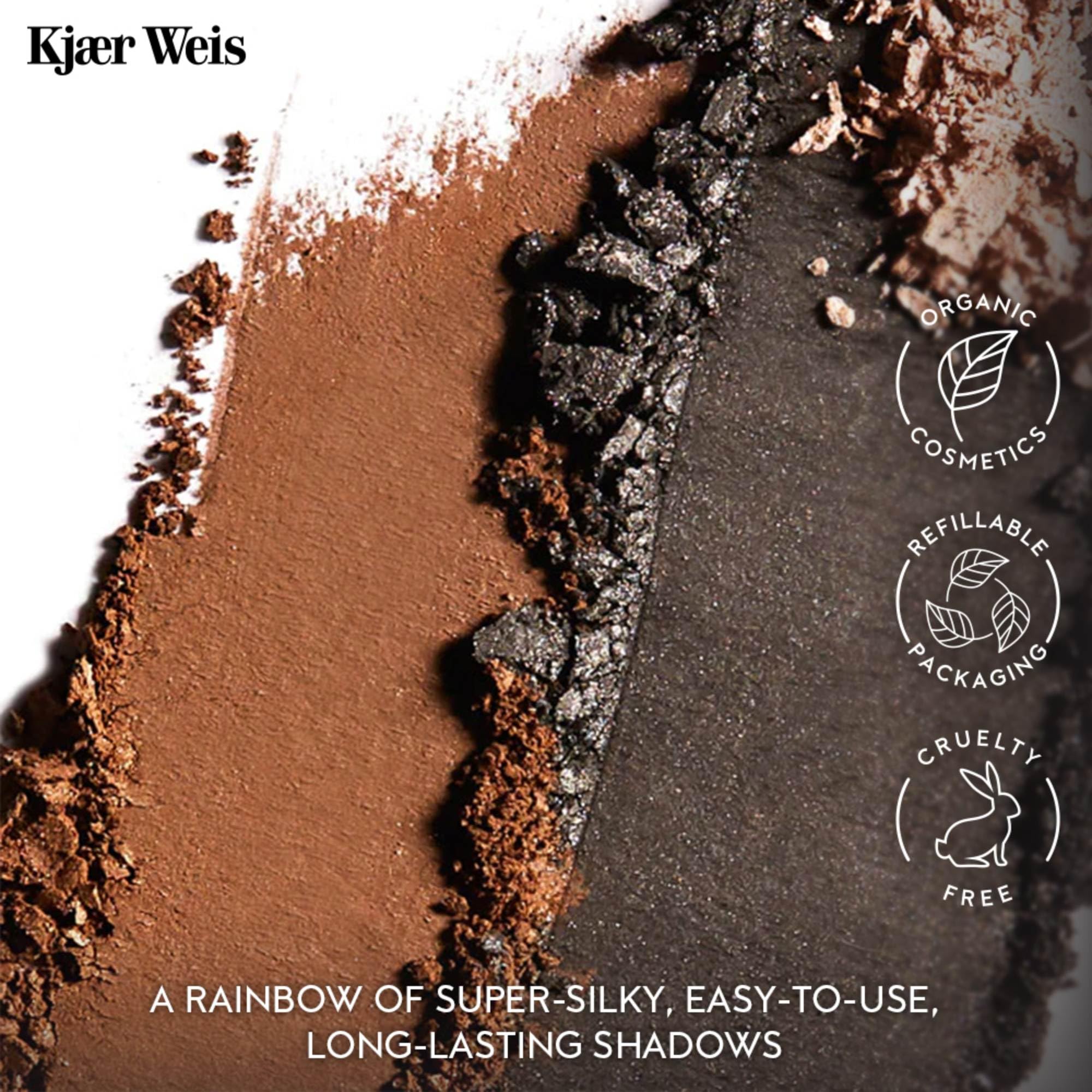 Kjaer Weis Powder Eye Shadow. Highly Pigmented Black Eyeshadow with Organic Ingredients. Ultra Blendable Eye Shadow for Long Lasting Eye Makeup. Cruelty Free Clean Makeup - Onyx