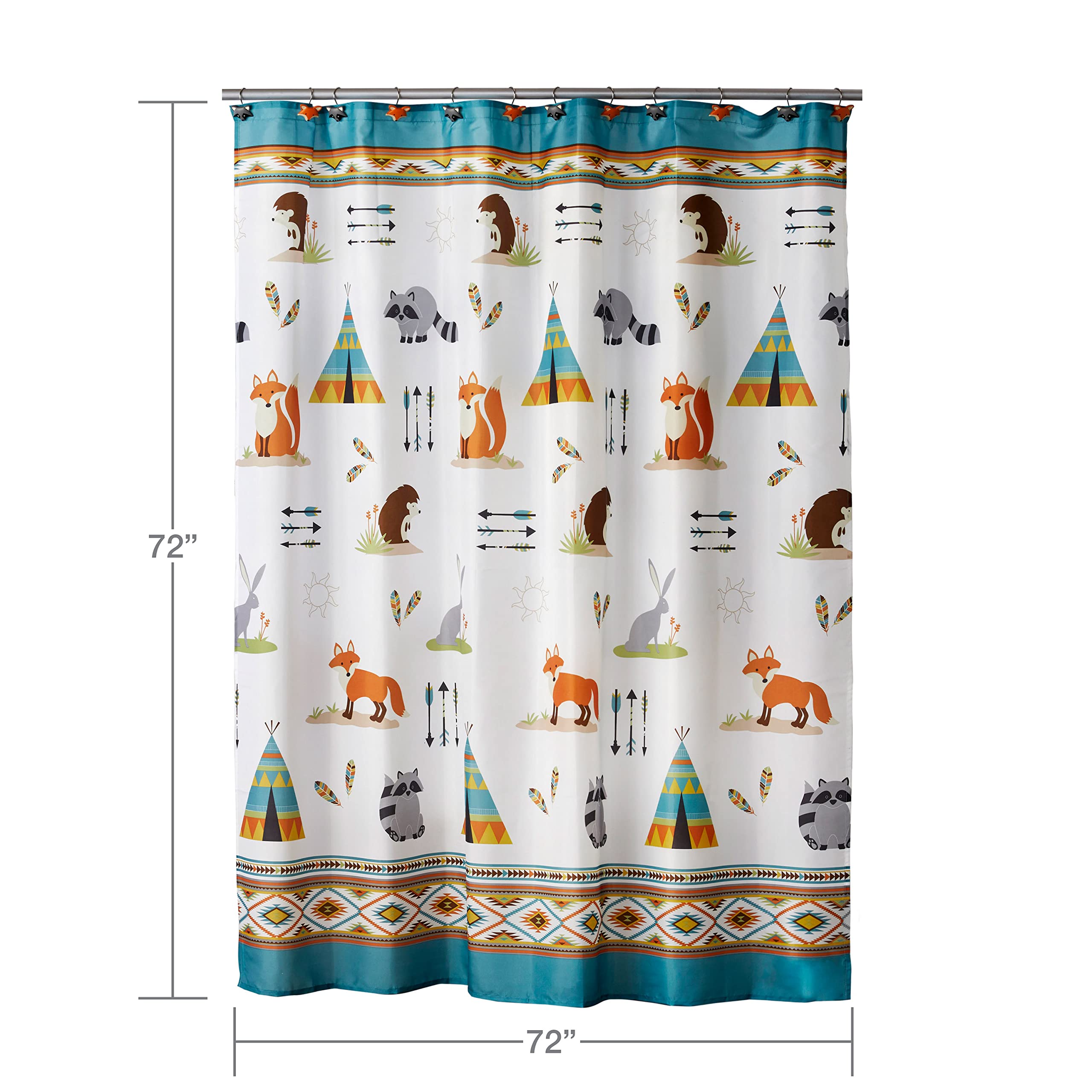 SKL Home by Saturday Knight Ltd. Forest Animals Shower Curtain, Multi Color 70.00" x 72.00"