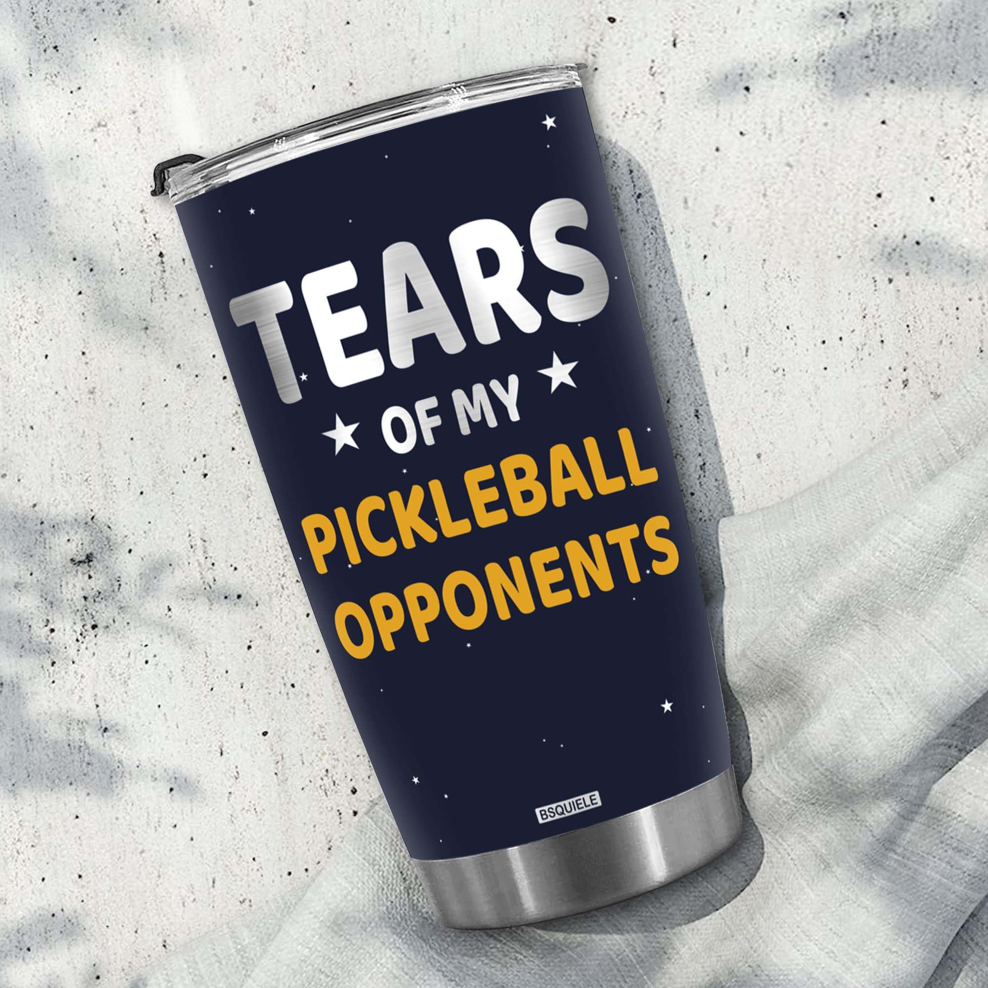 BSQUIELE Tears of My Pickleball Opponents Tumbler, Sports Player Gifts, Vacuum Insulated Stainless Steel Tumbler, Gift for Men, Funny Gift for Him, Dad, Husband on Birthday Christmas, Pickleball Gifts