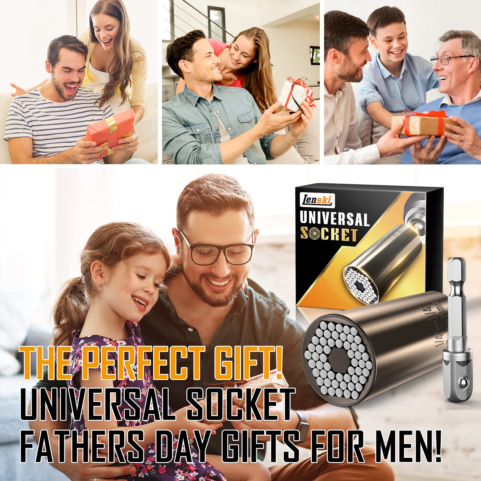 Lenski Stocking Stuffers for Adults Men, Super Universal Socket Gifts for Men, Christmas Gifts for Men, Mens Gifts for Dad Him Grandpa, Dad Gifts for Men Who Have Everything Cool Stuff Gadgets for Men