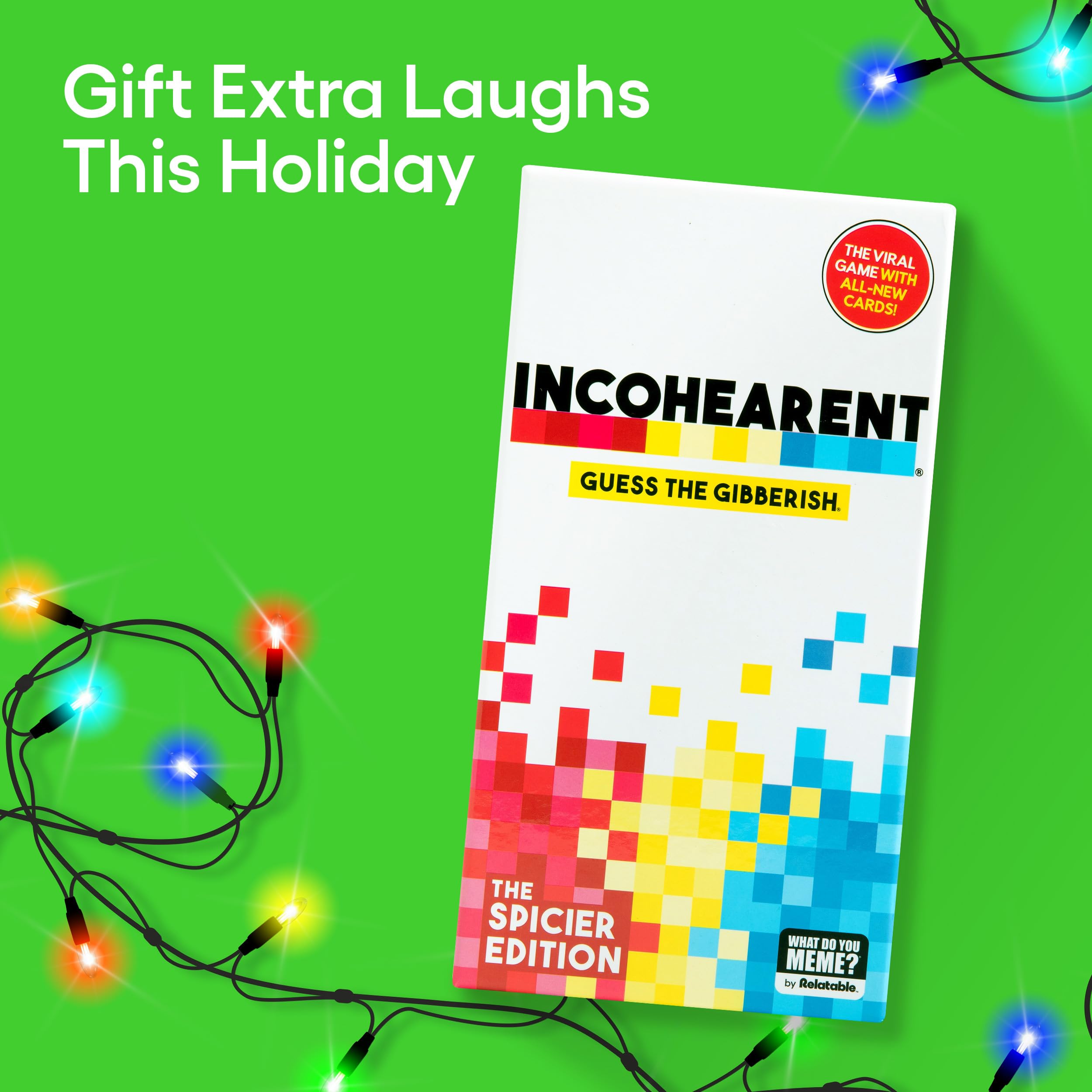 Incohearent, The Guess the Gibberish Party Game by Relatable, A Funny Card Game for Adults, Great for Christmas Party Games and Hanukkah Gifts, Includes 400 Cards, Instructions, and 1 Sand Timer