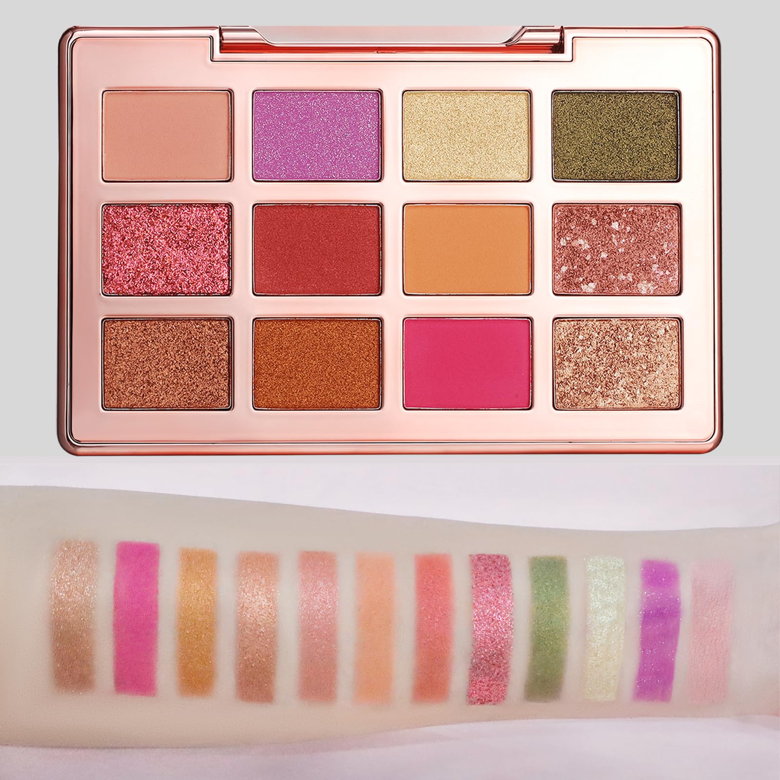 IS'MINE 12 Color Eyeshadow Palette, High Pigment Waterproof Vegan Makeup Luxury Baked Eyeshadow Palette (Color 01)