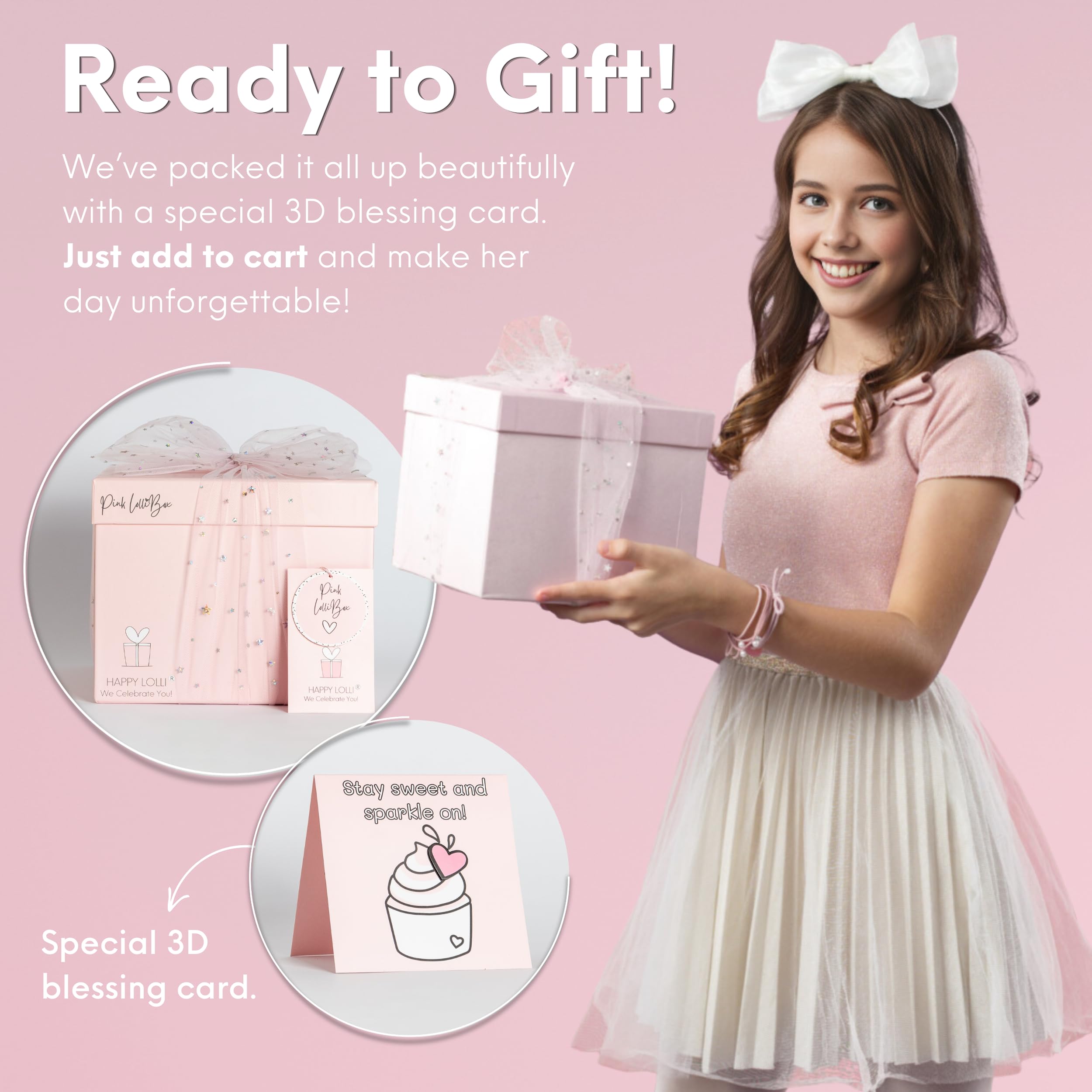 HAPPY LOLLI Gift for Tween & Teen Girls–8 Fun Gifts with Tasks and Empowering Cards-Great for Birthdays & Christmas