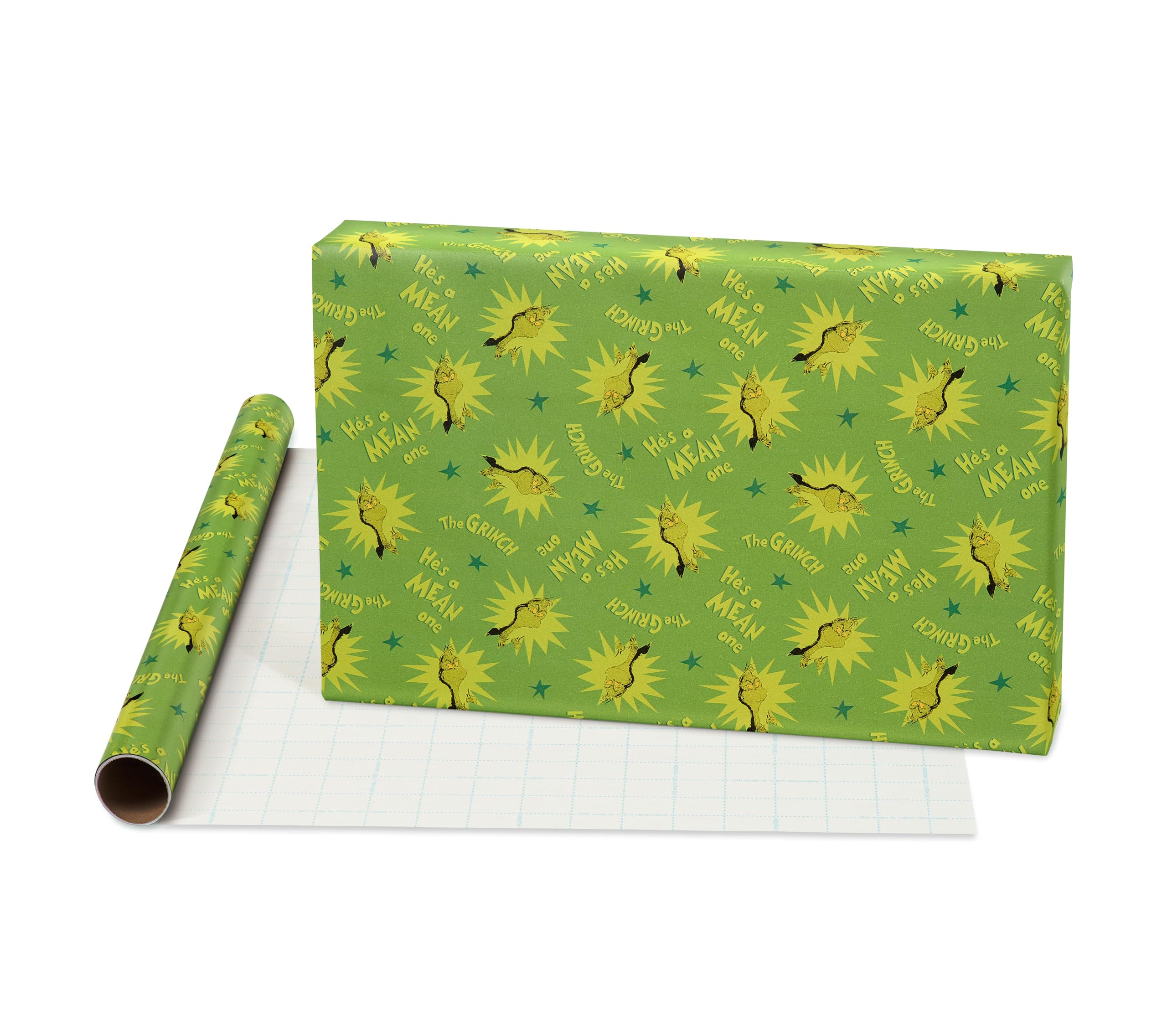 American Greetings 105 sq. ft. Grinch Christmas Wrapping Paper Bundle with Cut Lines, Grinch (3 Rolls 30 in. x 14 ft.)