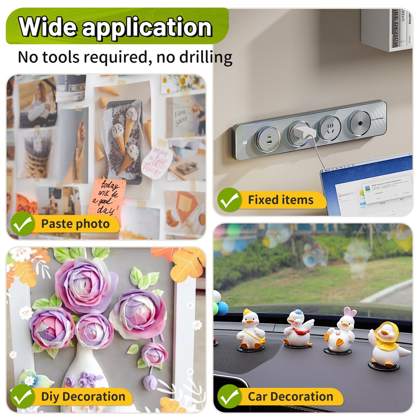 PHIXBEAR Upgraded Large Mounting Putty No Residue with Pull Tab, Double Sided Tape Adhesive Dots Clear Museum Sticky Tack, Picture Hanging Strips Fixed Decor Art Craft Party, 0.39 x 0.78 in (252 Pcs)