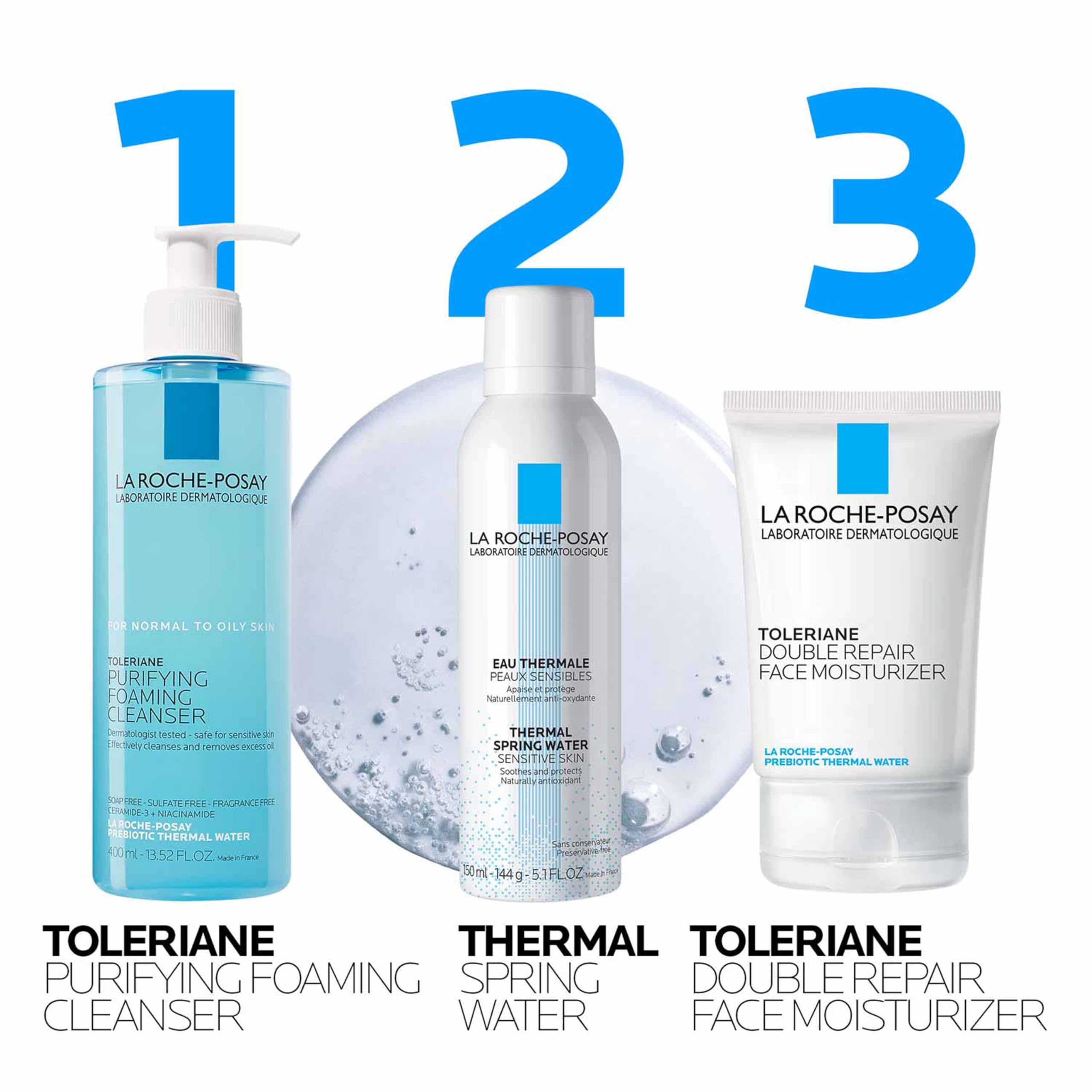 La Roche-Posay Toleriane Purifying Foaming Facial Cleanser | Niacinamide + Ceramides + Prebiotic Thermal Water | Oil Free Face Wash For Oily Skin | Pore Cleanser Safe For Sensitive Skin | Soap Free