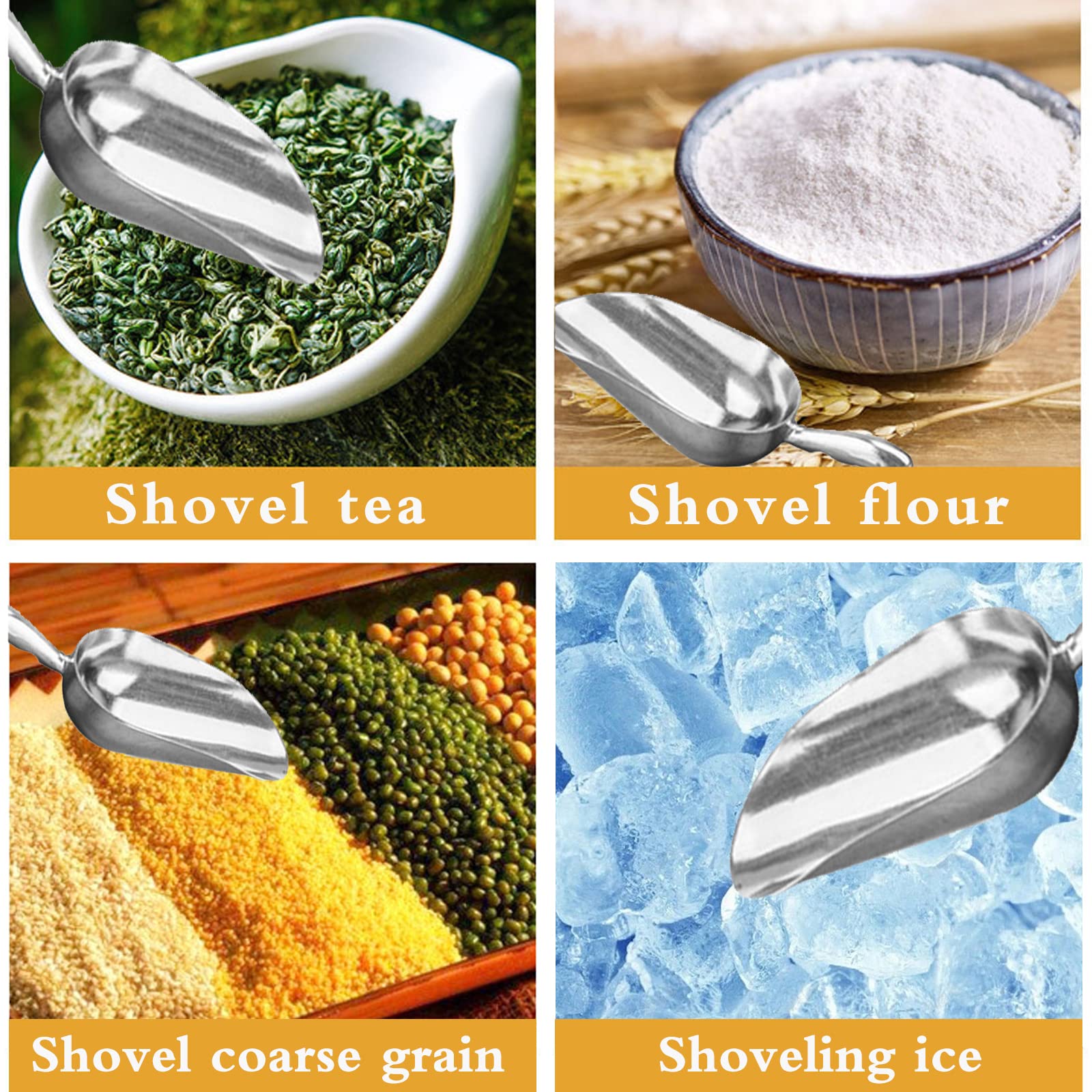 AS-12 SET OF 2, 12 Oz. (Ounce) Bar Ice Scoop, Dry Bin Scoop, Dry Goods Scoop, Candy Scoop, Spice Scoop, Cast Aluminum