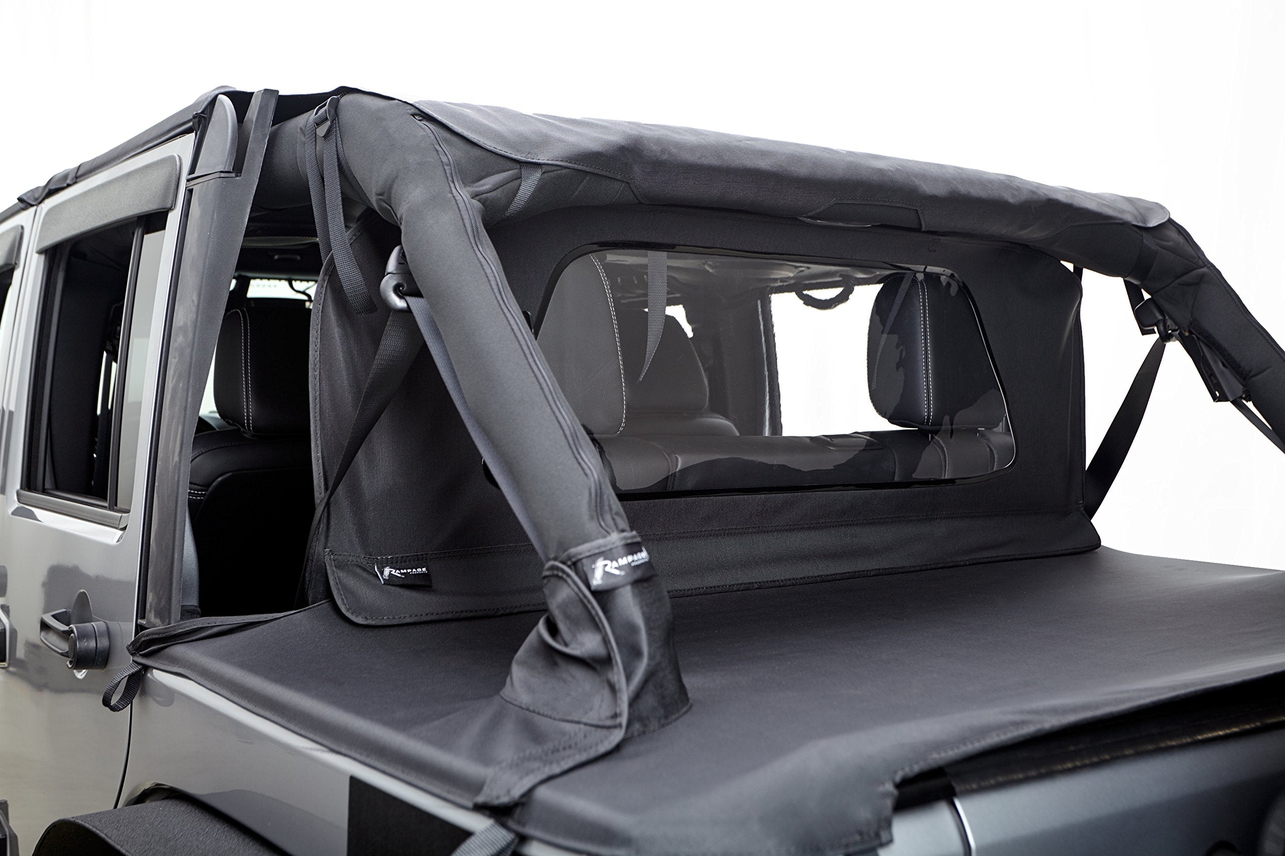 RAMPAGE PRODUCTS Tonneau Cover for Jeep Wrangler JK | Black Diamond, Vinyl | 731035 | Fits 2007-2018 Jeep Wrangler JKU 4-Door