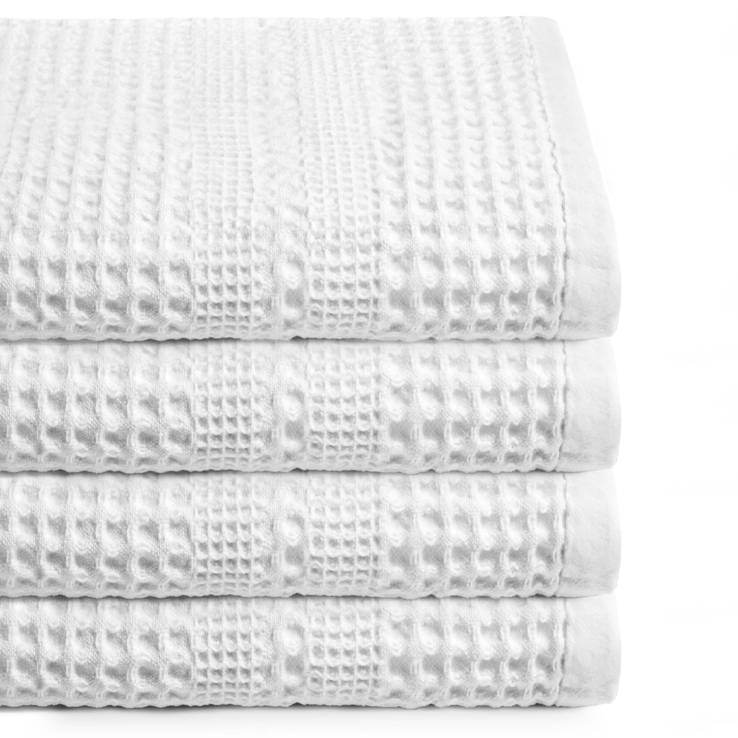 GILDEN TREE Waffle Towels Quick Dry Lint Free Thin, Bath Towel 4 Pack, Classic Style (White)