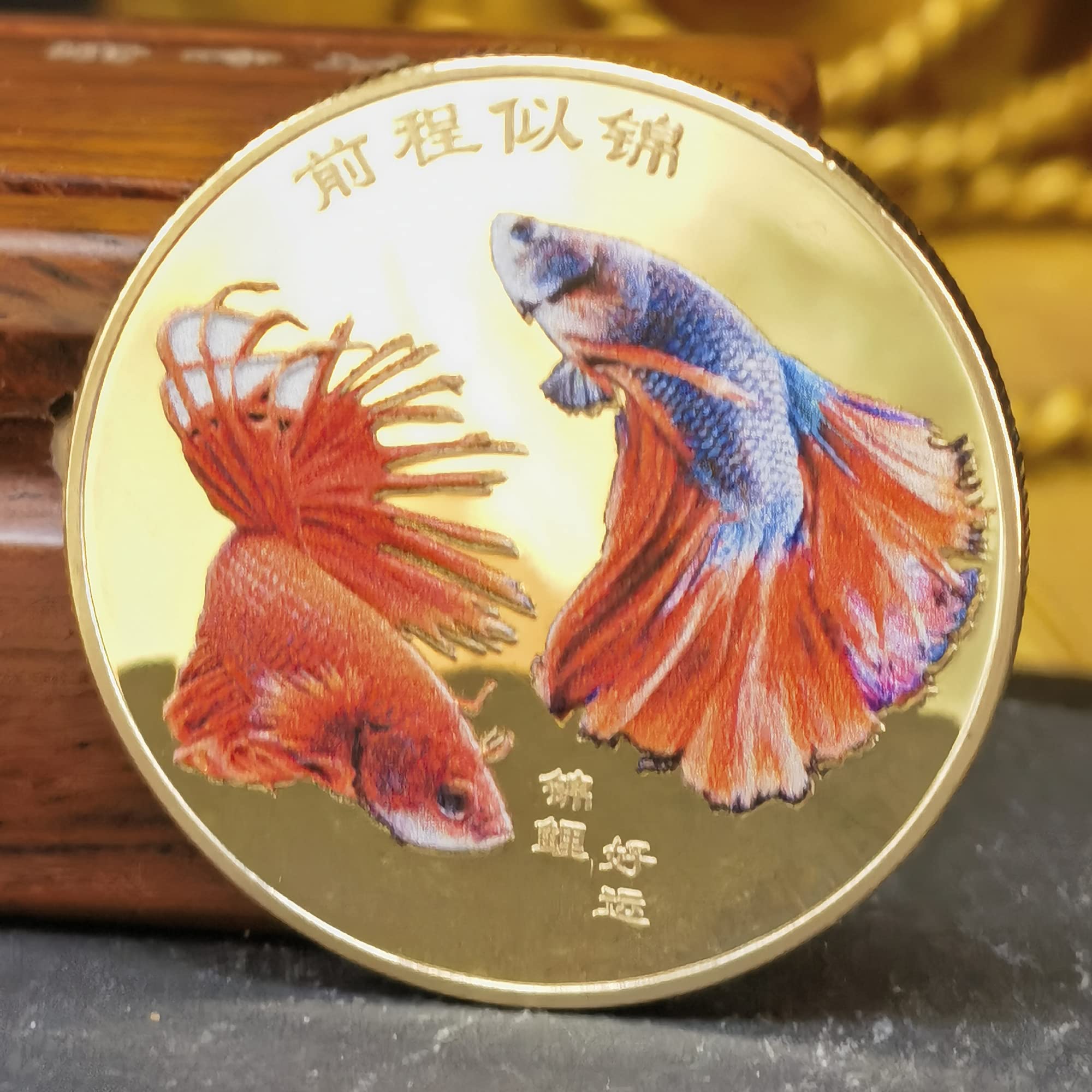 Wish You Have an Infinitely Bright Future Koi Fish Lucky Coin - Attract Good Fortune & Prosperity - Good Luck Chinese Challenge Coin