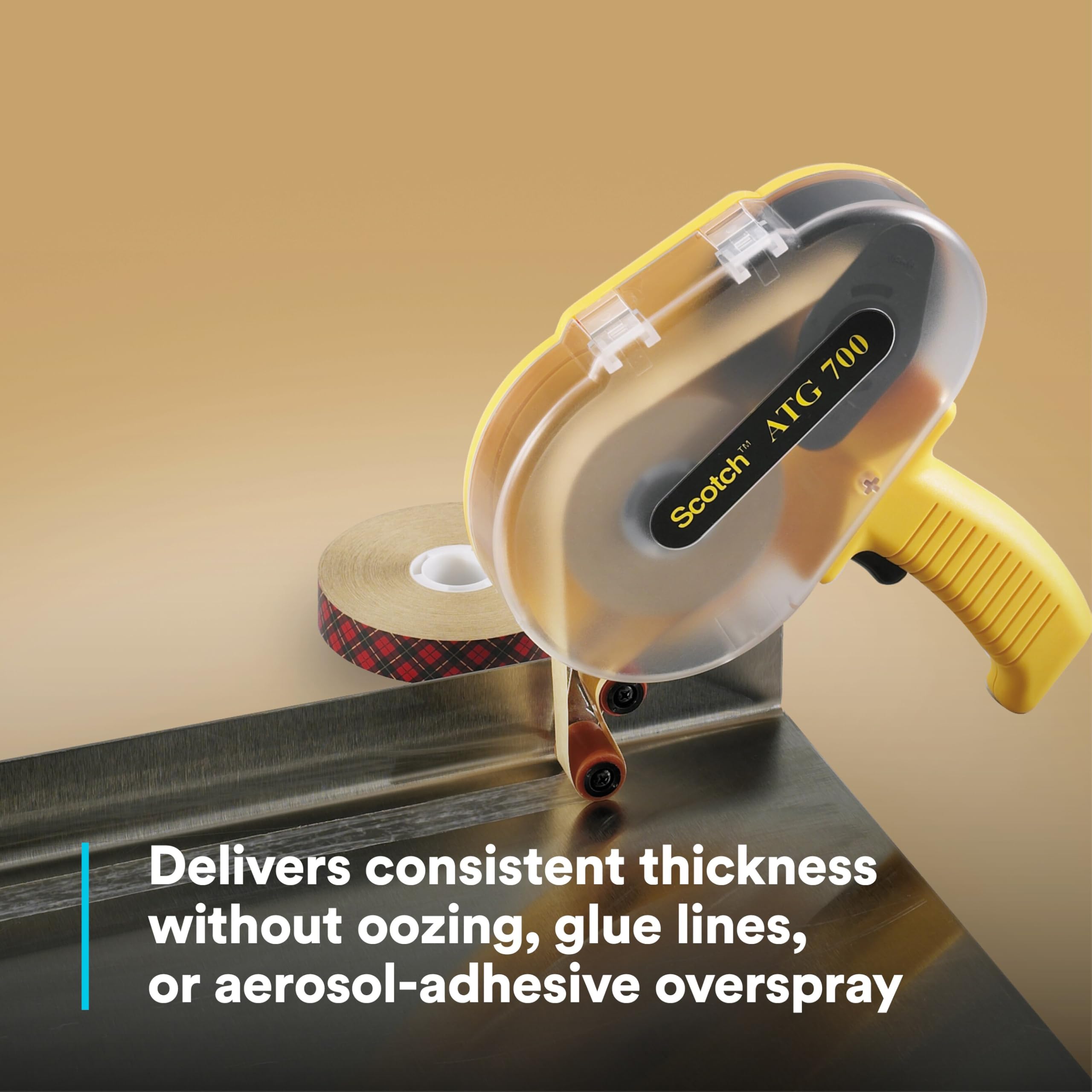 3M Scotch ATG 700 Adhesive Applicator, 1/2 in and 3/4 in wide rolls, Yellow