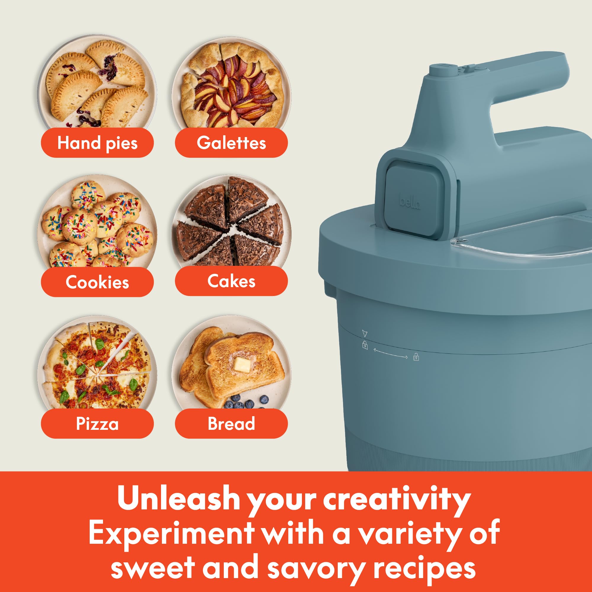 bella 3.5 Qt Hand & Stand Mixer, 2 in 1 Electric Mixer with Bowl, Dough Hook, Whisk & Egg Beater, Multifunctional Handheld Mixer for Baking, 200 Watt, Surf