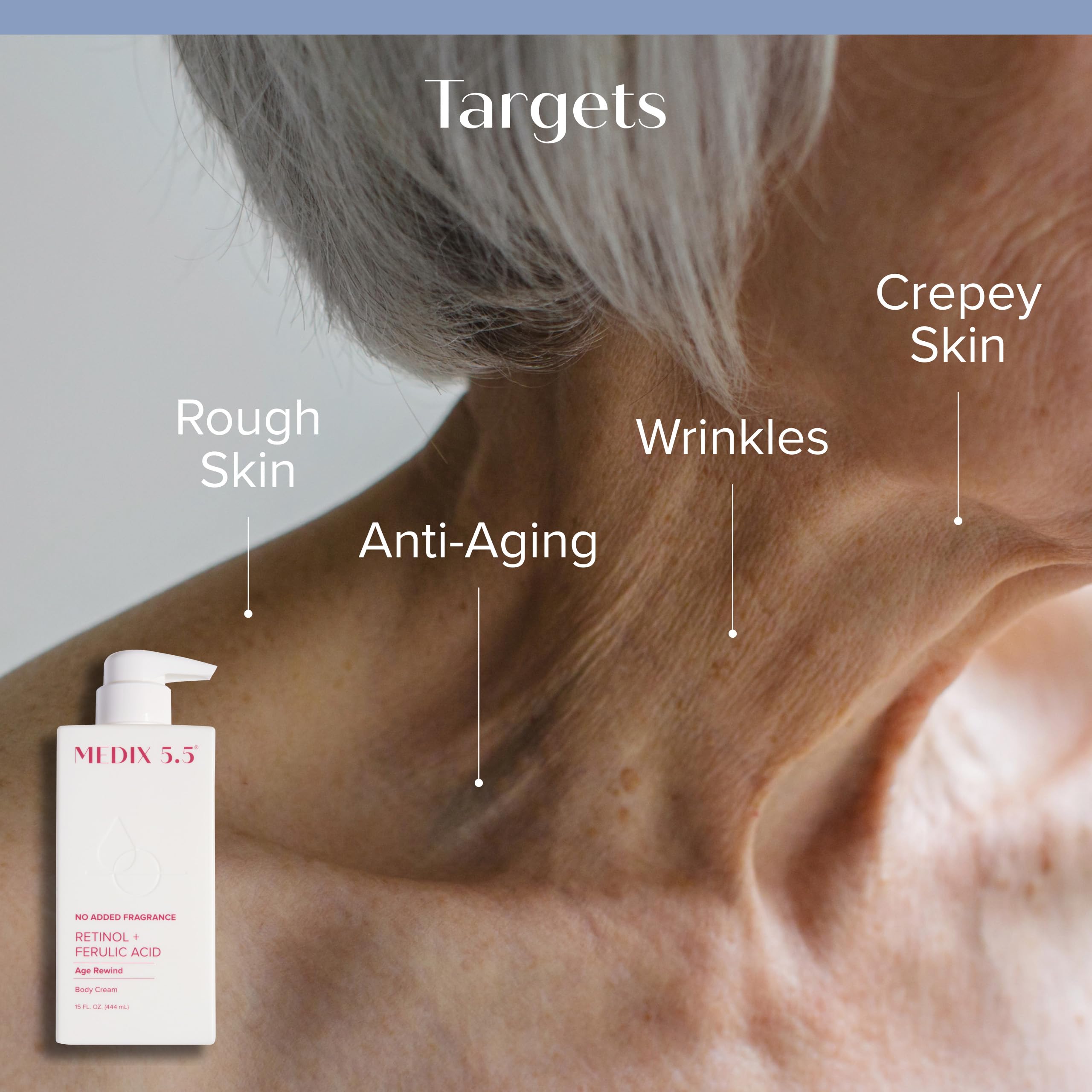 Medix 5.5 Fragrance Free Retinol Body Lotion Crepey Skin Care Treatment | Skin Firming Body & Face Moisturizer | Anti Aging Retinol Cream For Face Targets Crepe Skin, Wrinkles, & Loose Skin, 15 Fl Oz