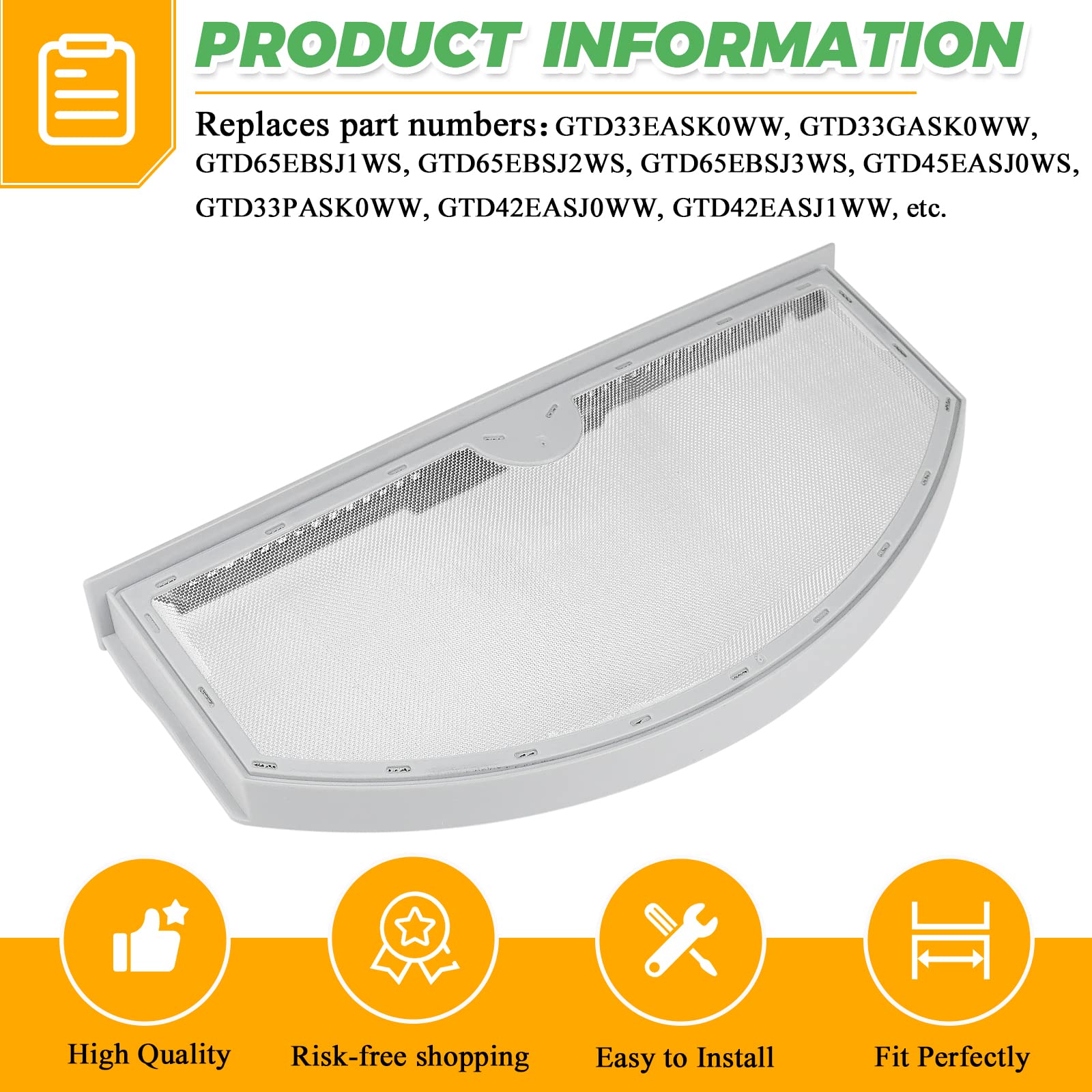 WE03X23881 Dryer Lint Screen Filter Replacement for GE Hotpoint GTD42EASJ2WW GTD33EASK0WW GTX22EASK0WW dryer lint filter - Stainless Steel we03x23881 ge dryer lint screen replacement by Techecook
