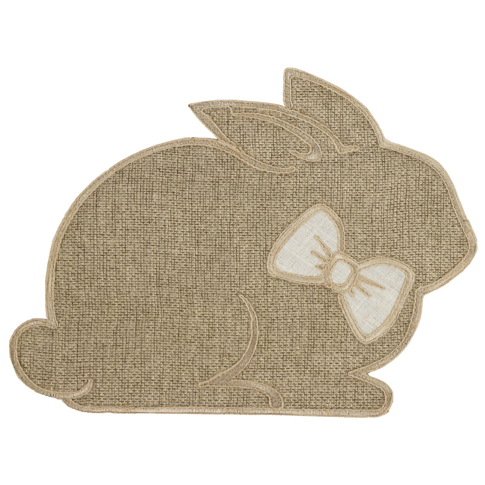 Feuille Easter Placemats Set of 4 – Bunny Placemats in Natural Color with Bowtie for Easter, Polyester Spring Placemats for Decorations