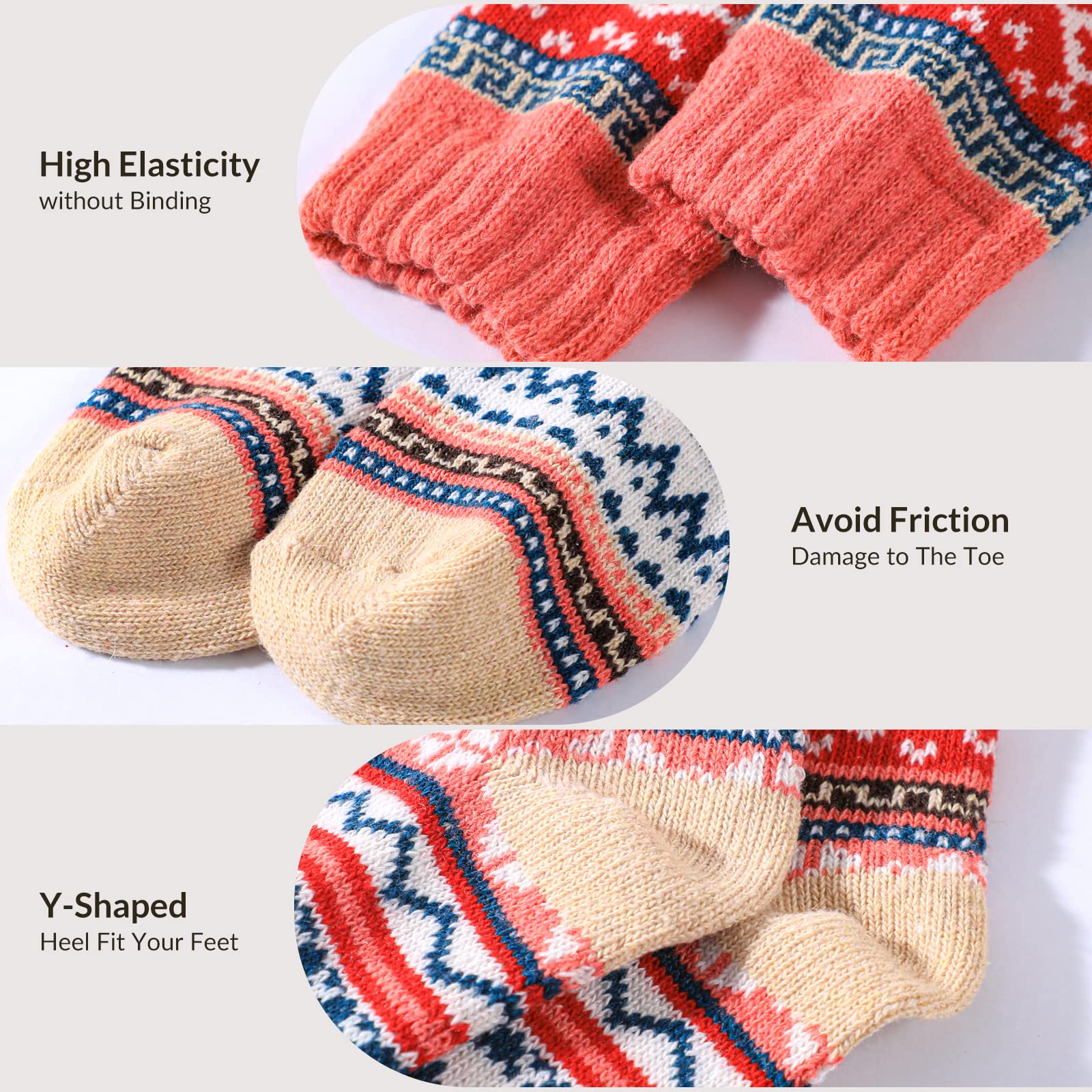 Pleneal 5 Pack Wool Socks for Women - Womens Wool Socks Winter Socks for Women, Warm Thick Soft Wool Socks, Boot Socks for Women