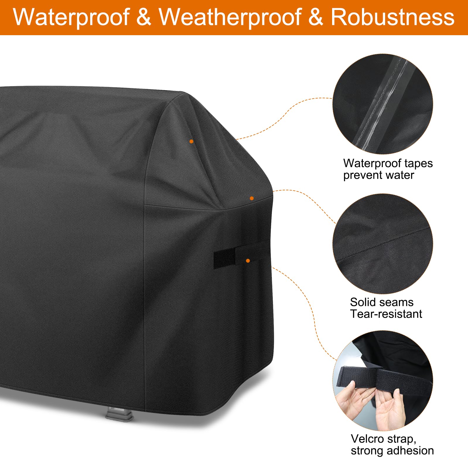 Grill Cover,58 inch Heavy Duty Waterproof Grill Cover for Outdoor Grill,600D Anti-UV Fade-Resistant Barbecue Gas Cover with Adjustable Straps for Weber,Genesis,Charbroil and More Grills