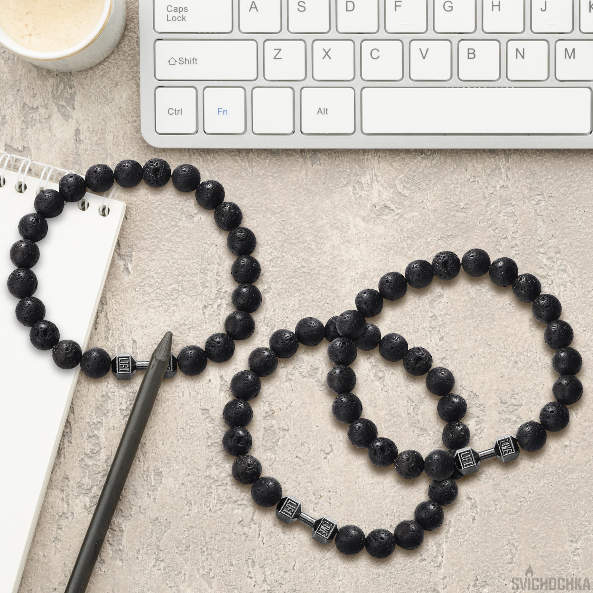 Lava Rock Bracelets for Men - 8mm Beaded Bracelets for Men Trendy Lava Rock Bracelet for Men Matching Bracelets Men Beaded Bracelet - Mens Bracelet Pack Bead Bracelet Men Women Dumbbell Bracelet