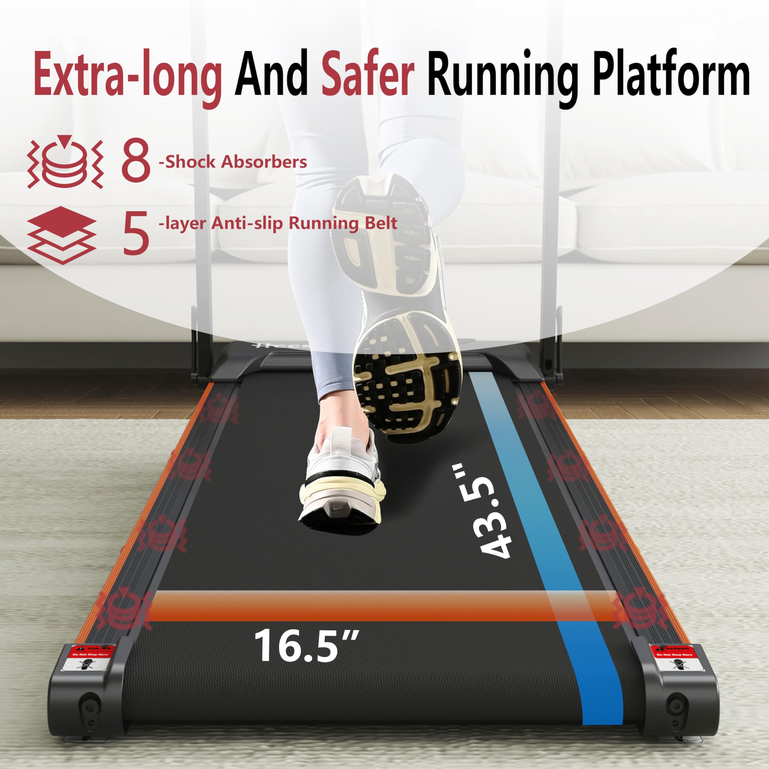 Hccsport Treadmill with Home, Foldable Treadmill with Incline, Removable Desk Workstation 3.0 HP 3 in 1 Compact Folding Small Walking Treadmills 300 Lbs Capacity for Home Office
