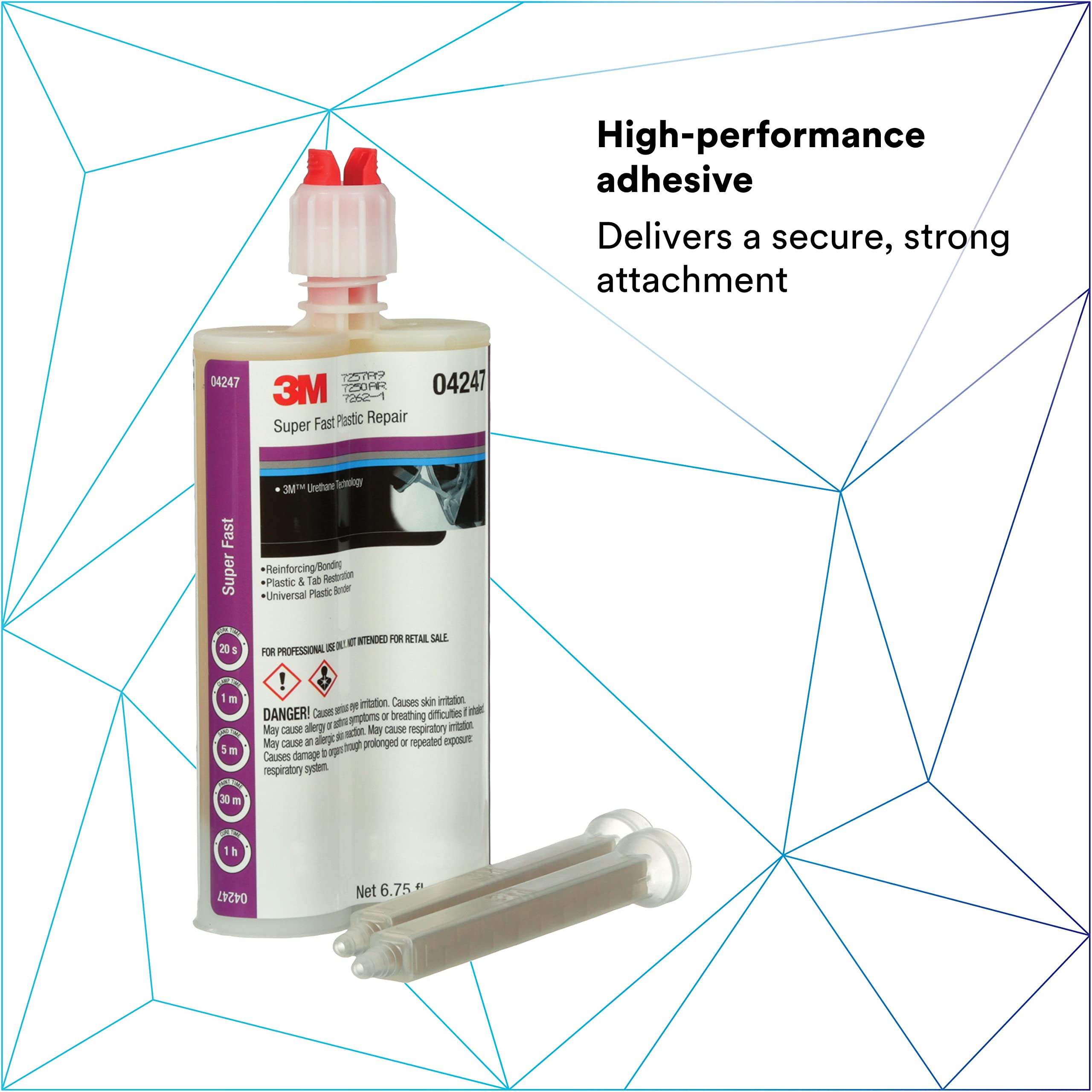 3M Super Fast Plastic Repair, 04247, Tranlucent Color, Ready-To-Use, Two-Part Epoxy Finishing Adhesive, 200 mL/6.75 fl oz Cartridge