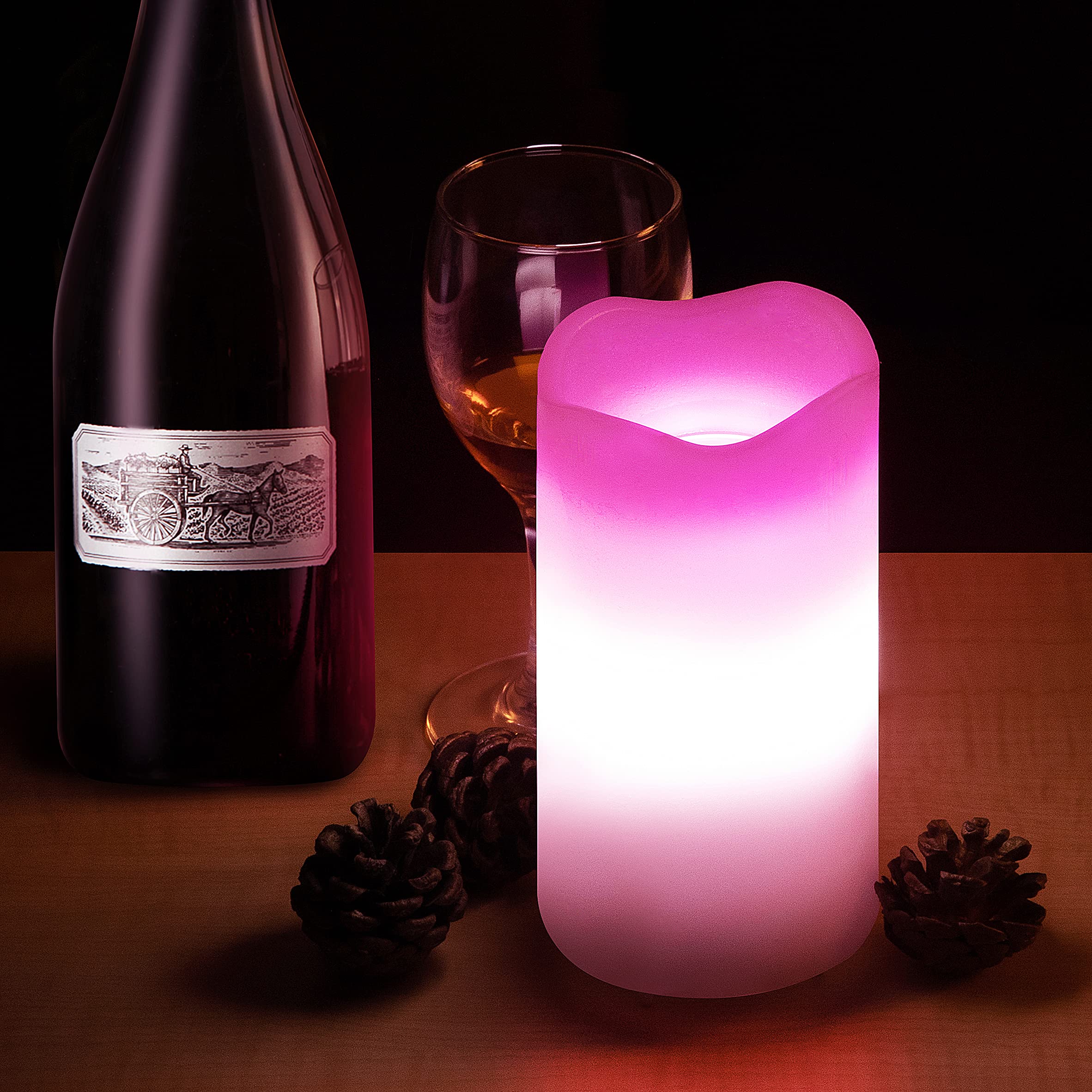 XingsLight Flameless Candles Valentine Romantic Pink Heart Projector Lights Battery Operated Night Light with Remote and Timer, LED Candle Home Decorations