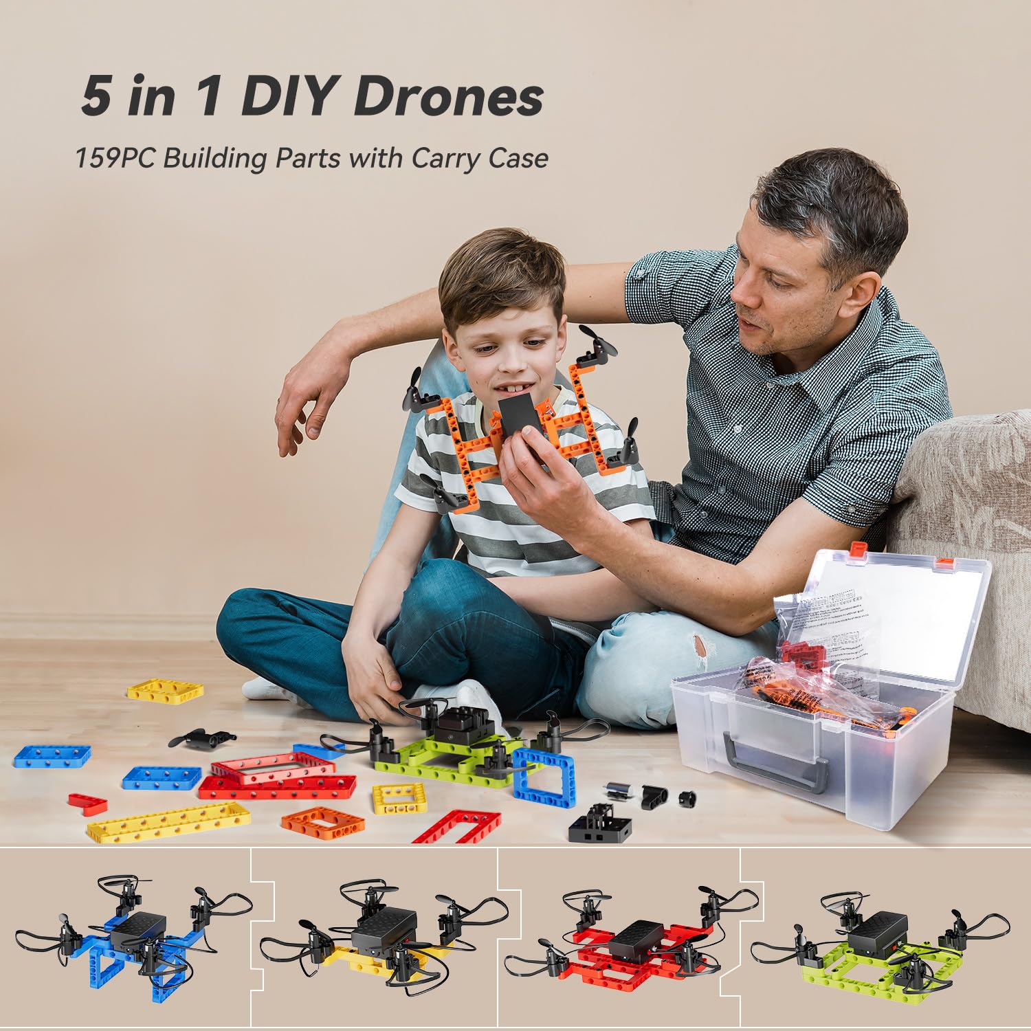 TECHVIO Mini Drone for Kids and Beginners,Creative 5-IN-1 DIY Drone Building Kits for Kids to Build Your Own Drones,5 Different Designs, Altitude Hold, 3D Flips,Easy to Build and Fly,Great Gifts for Boys&Girls to Enjoy Building,Flying and Fixing Fun