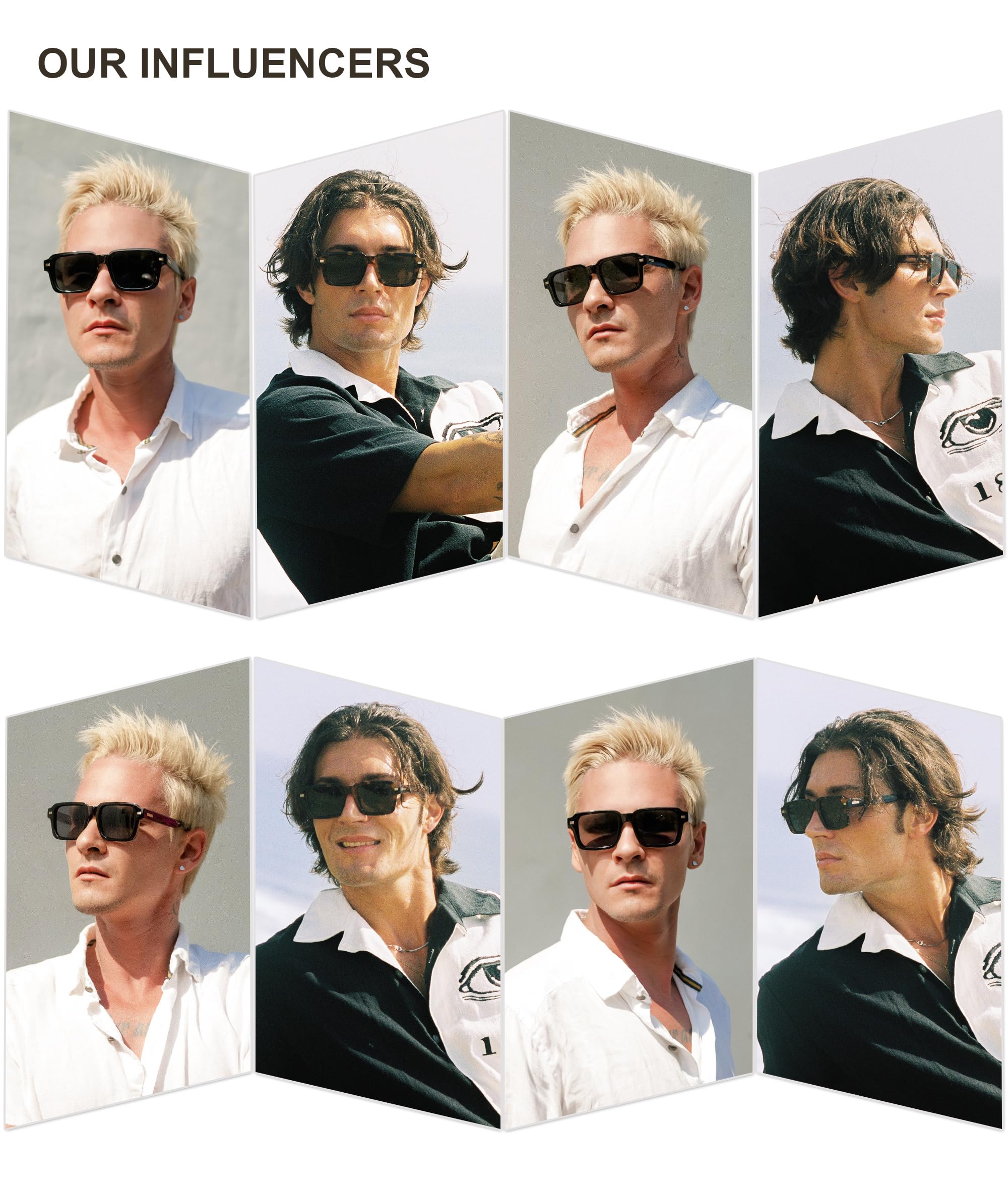 SOJOS Trendy Square Polarized Sunglasses for Men Women, 70s 80s Retro Vintage Rectangle Shades SJ2345