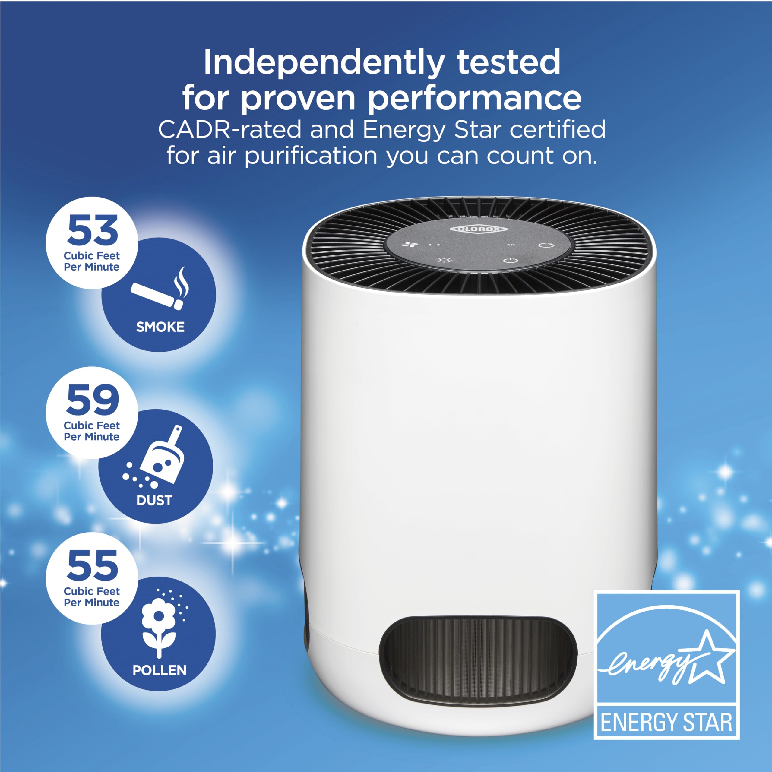 Clorox Air Purifiers for Bedroom Home, True HEPA Filter, Small Rooms Up to 200 Sq Ft, Removes 99.9% of Mold, Viruses, Wildfire Smoke, Allergens, Pet Allergies, Dust, AUTO Mode, Whisper Quiet