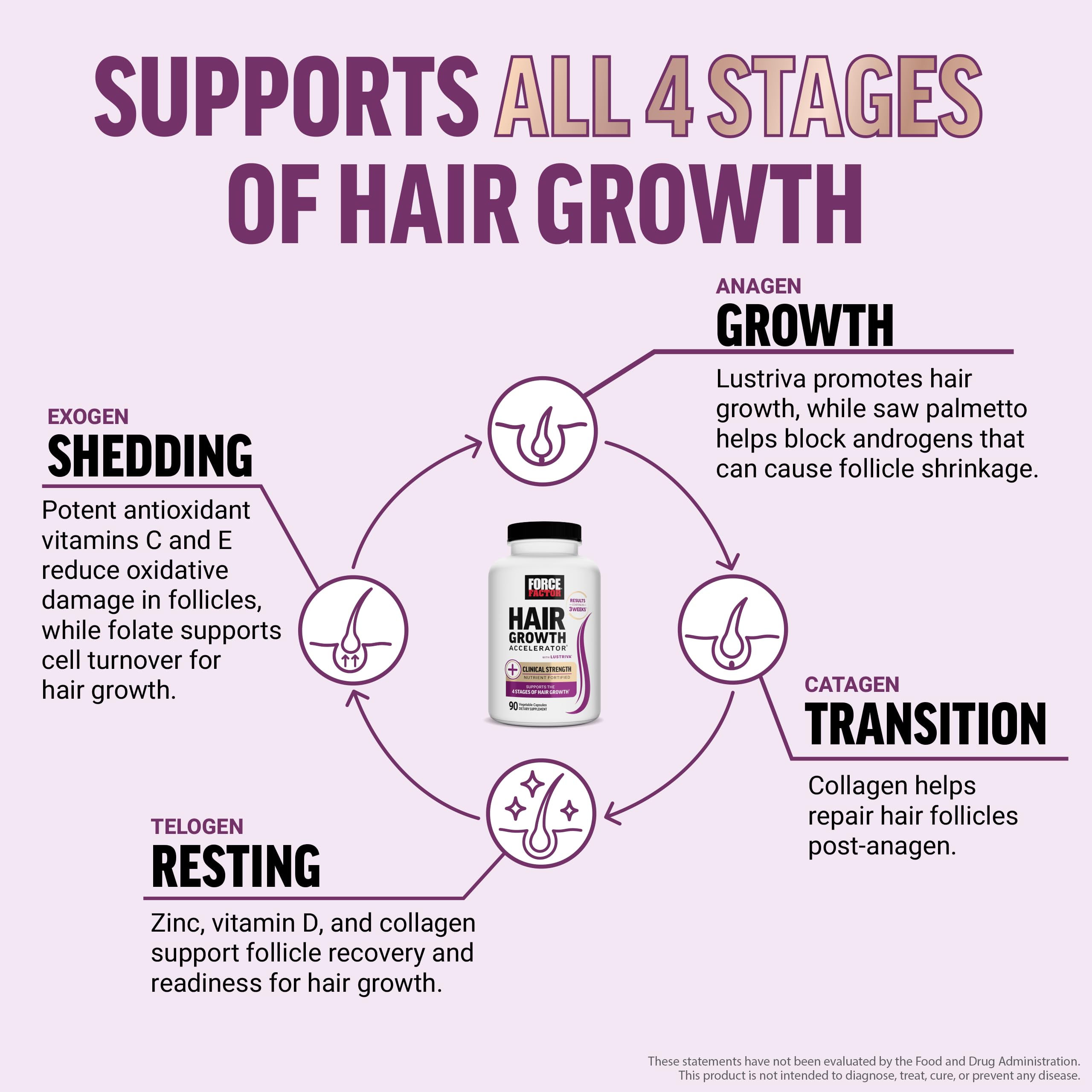 Force Factor Hair Growth Accelerator Multivitamin for Women & Men, with Lustriva, Biotin, Horsetail & Vitamins A, B12, C, D & E for Thicker Hair, Healthier Skin & Nails, 90 Capsules,(Pack of 2)