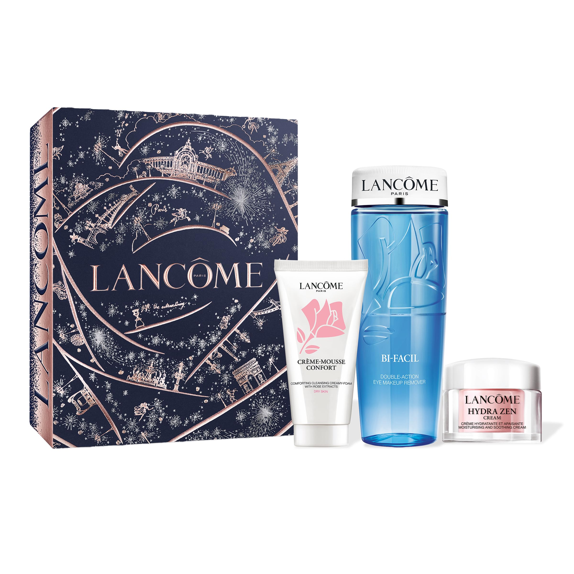 Lancôme Skincare Gift Set - Full Size Bi-Facil Makup Remover 4.3 Fl Oz & Travel Size Cleanser and Moisturizer - Limited Edition