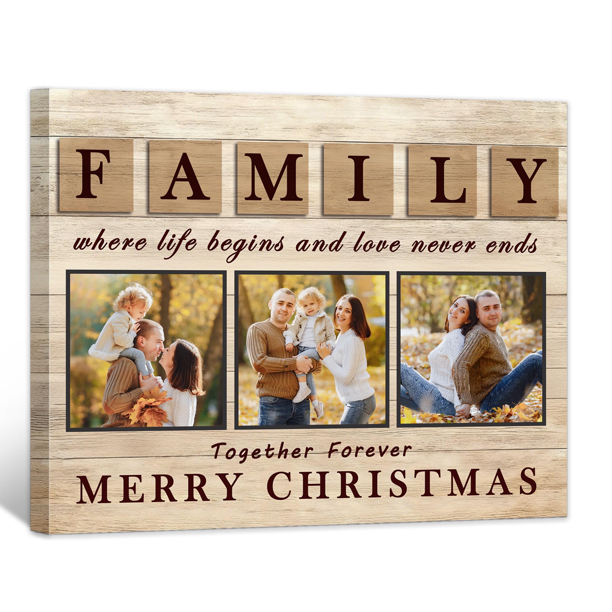 GagetElec Personalized Photo Christmas Ornaments- Custom Canvas Prints with Your Photos, Customized Canvas Wall Art Decor Christmas Gifts for Family Mom Dad Kids Pets Friends