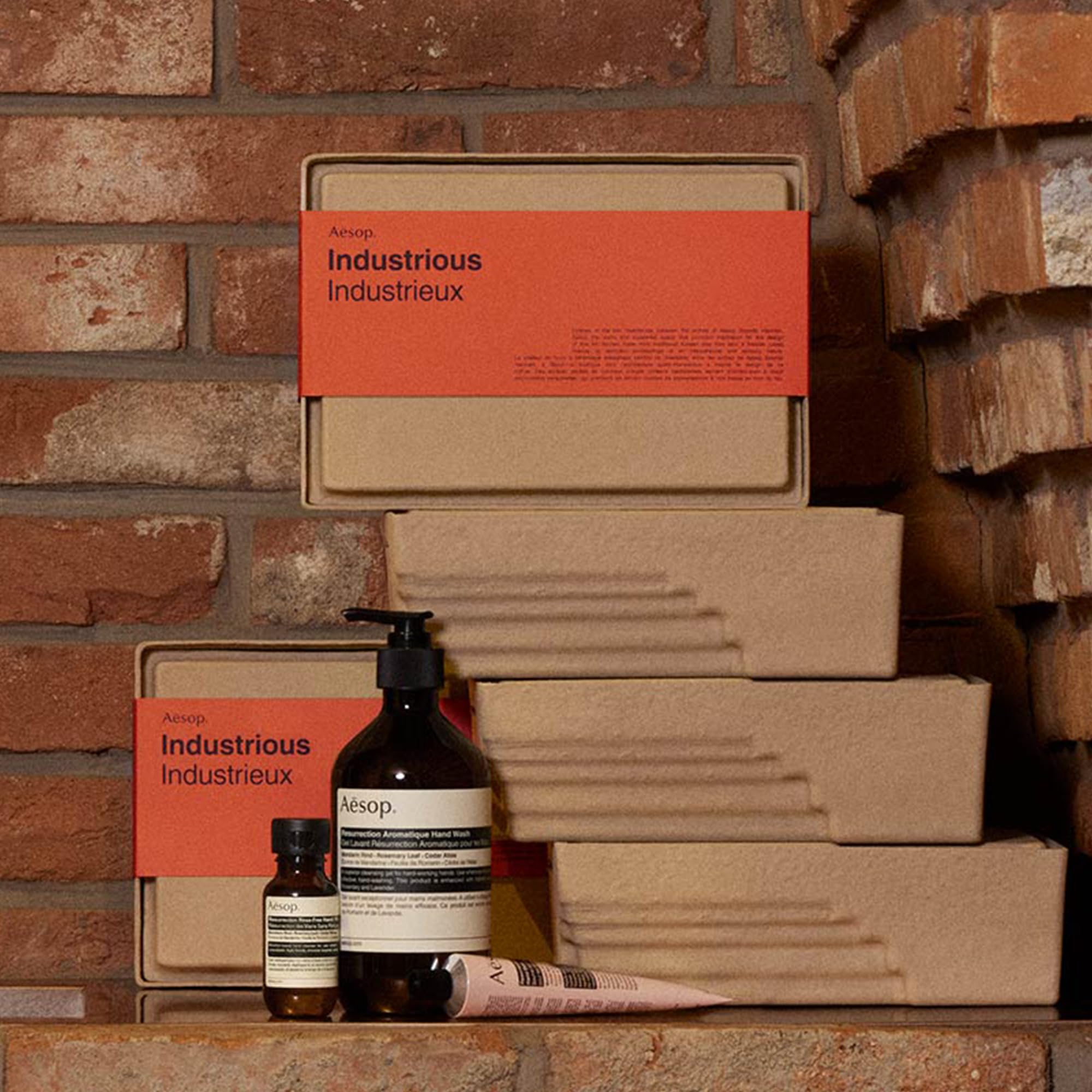 Aesop Industrious Gift Kit - Resurrection Aromatique Hand Wash (16.9 fl oz), Resurrection Aromatique Hand Balm (2.6 oz) & Resurrection Rinse-Free Hand Wash (1.6 fl oz) | Paraben, Cruelty-free & Vegan