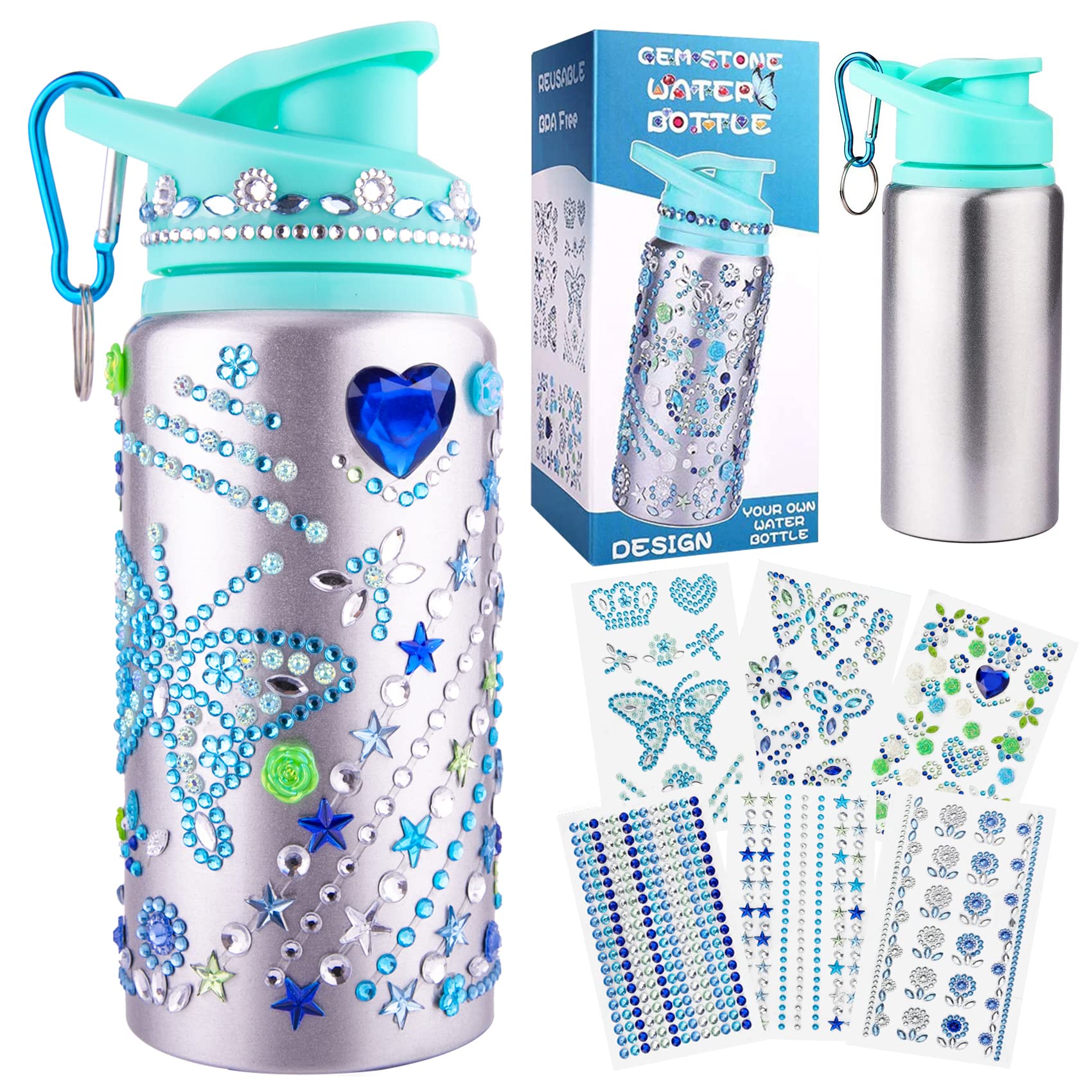 Gift for Girls, Decorate Create Your Own Water Bottle Kits for Girls, Girls DIY Arts and Crafts Kits Supplies Toys for Children Ages 4-6-8-12, Birthday Valentines Gifts for Kids Daughter Gift Ideas