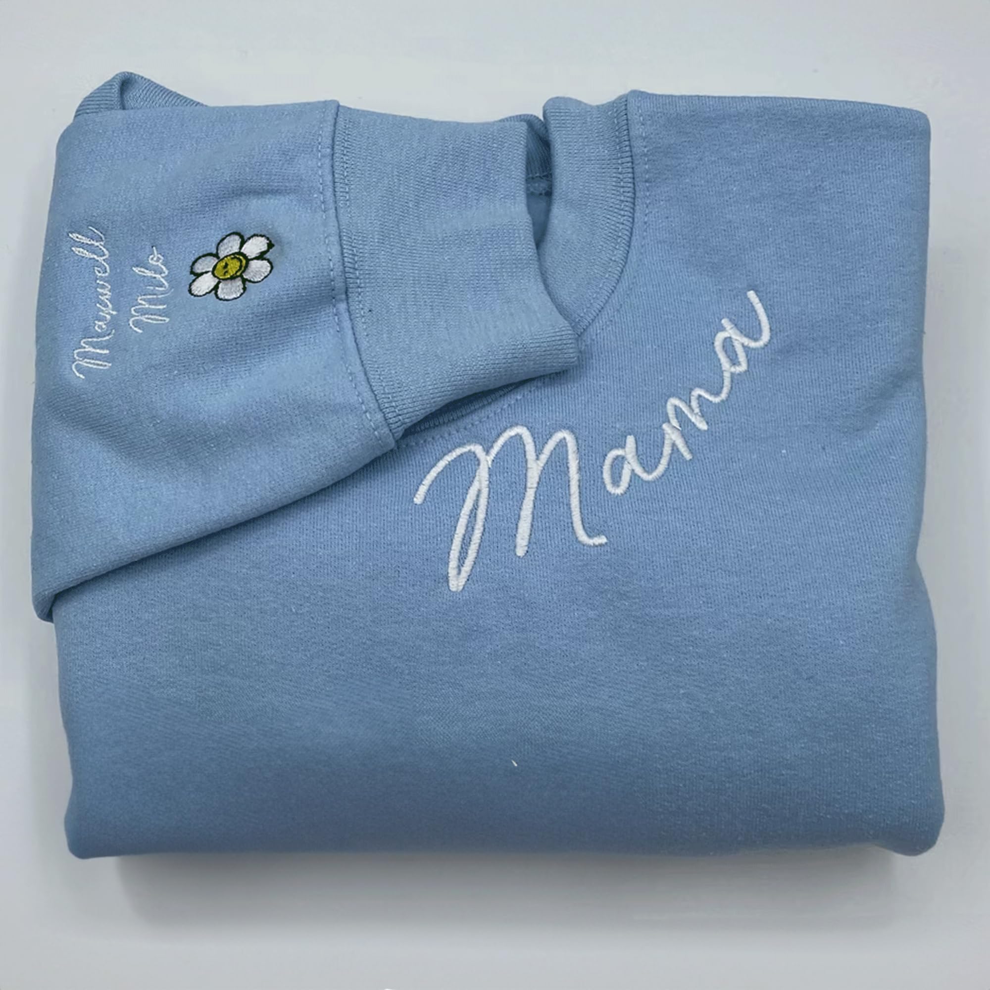 Custom Embroidered Crewneck Sweatshirt, Personalized Embroidered Mama Sweatshirt with Kid Names on Sleeve, Embroidery Crewneck Sweater, Personalized Embroidery Sweatshirt for Mom, Auntie, Grandma