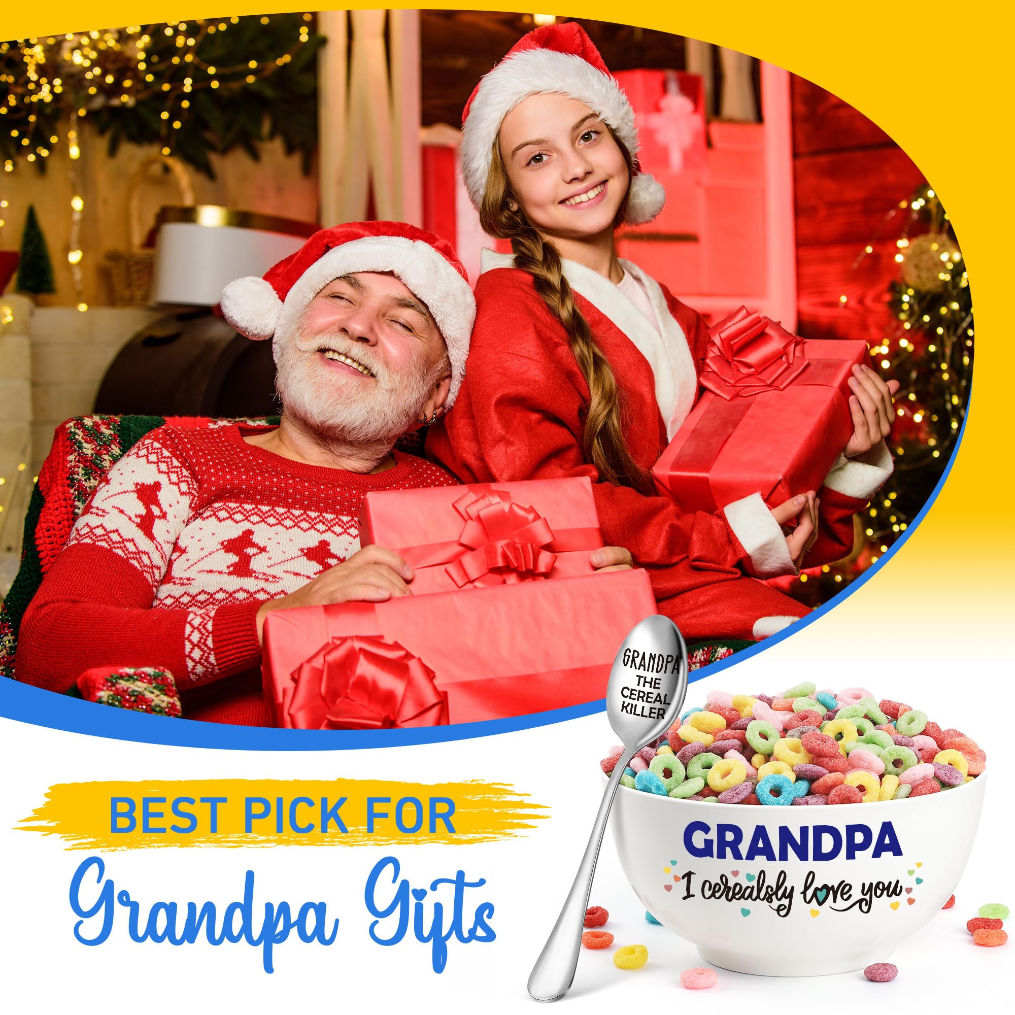 BackURyear Grandpa Gifts from Granddaughter, Cool Gifts for Grandfather Holidays Christmas Birthday Fathers Day from Grandkids, Grandchildren, Grandson, Grandpa Cereal Bowl Present