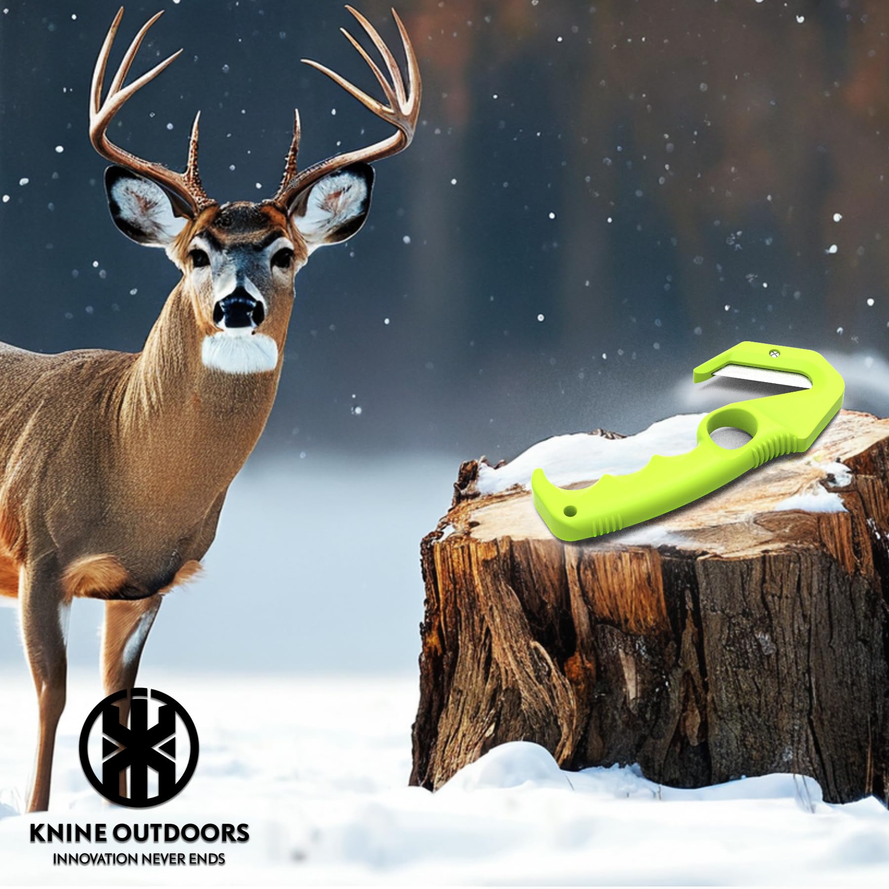KNINE OUTDOORS Replaceable Blade Gut Hook Knife for Hunting with Interchangeable Razor Blades, Game Processing Skin and Gut Knife for Hunting, for Field Dressing Game