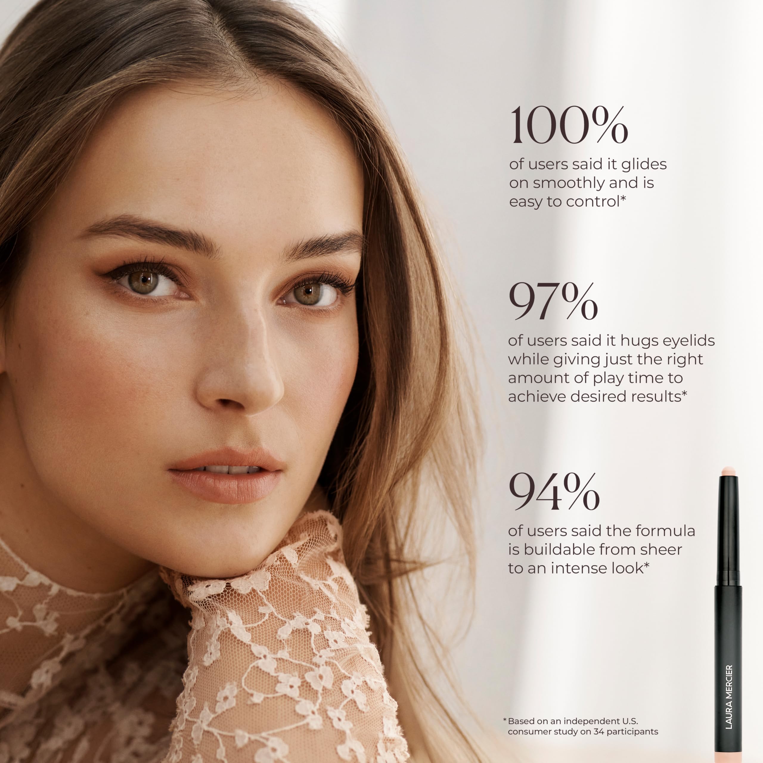 Laura Mercier Caviar Stick Cream Eyeshadow: Matte Finish, 24HR Wear, Long Lasting, Rich Color, Easily Blendable and Buildable, Waterproof, Hyaluronic Acid Infused, Eyeshadow Stick Set, Cobblestone