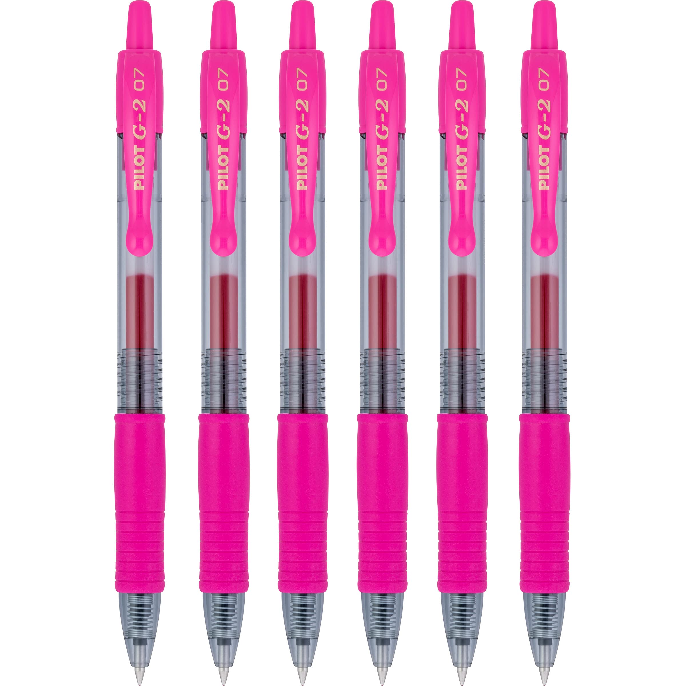 PILOT G2 Premium Refillable & Retractable Rolling Ball Gel Pens, 0.7mm Fine Point, Pink, 6-Pack