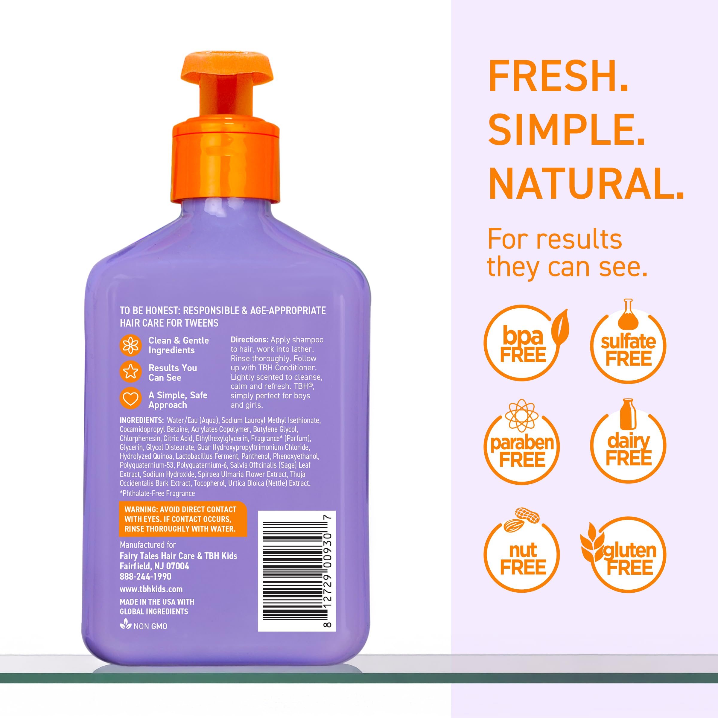 TBH Teen & Kids Shampoo - Lightweight and Detangling Hydrating Hair Shampoo for Dry, Oily, Fine, Curly, and All Hair Types - Tween and Kids Shampoo - Sulfate, Paraben Free - 12 oz