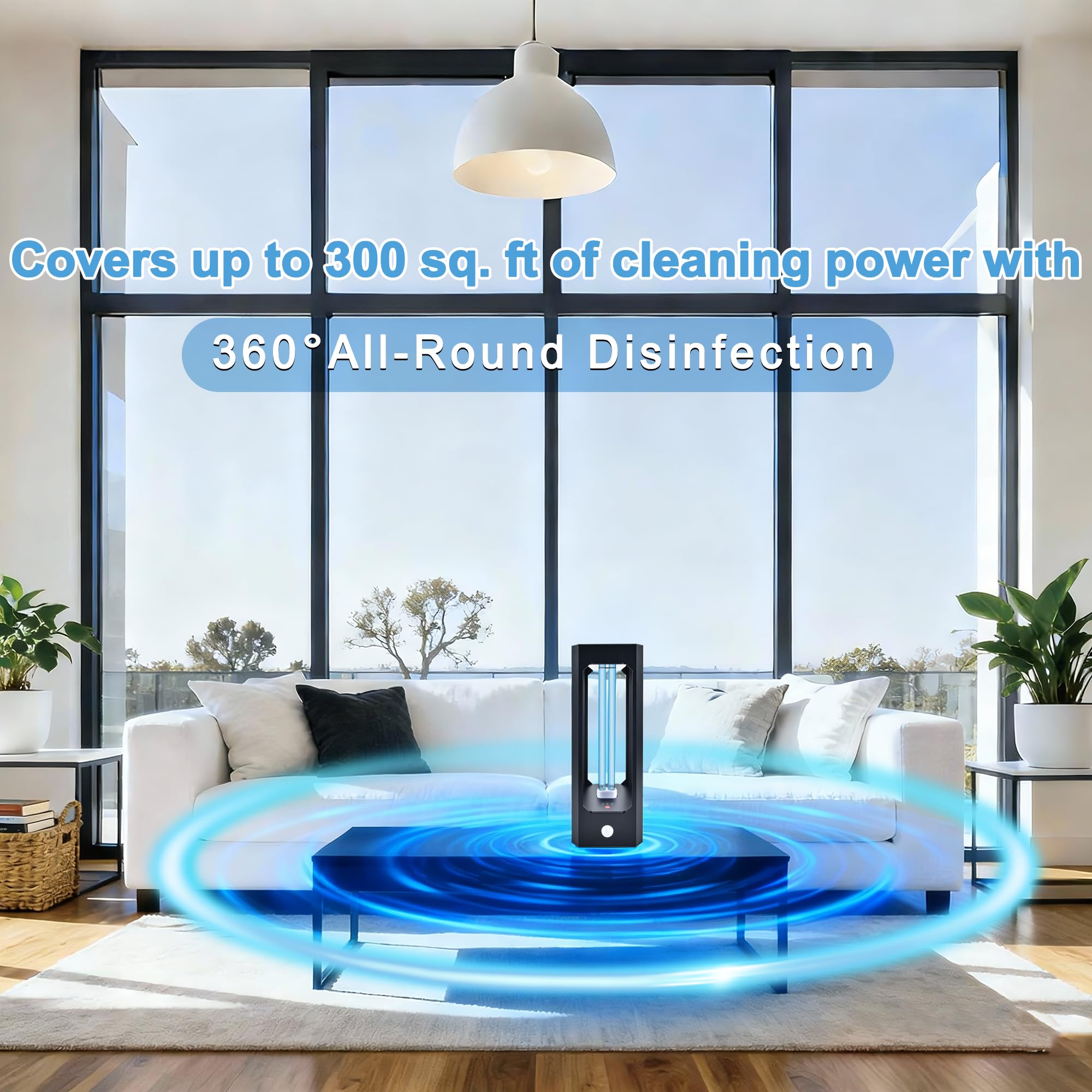 Simashts UV Light Sanitizer with Infrared Sensor and 3 Timers, 42W Excimer UVC lamp Light for Home Disinfection, Up to 300 Square FT for Germs, Virus, Mold and Dust Mites