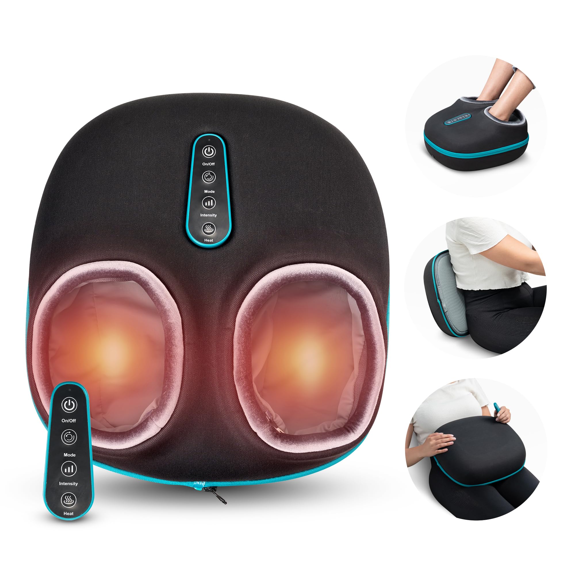 HUEIYEH 2-in-1 Shiatsu Foot and Back Massager with Heat, Foot Warmer Heating Pad for Circulation and Pain Relief, Plantar Fasciitis, Neuropathy, Adjustable Kneading Massagers, Gifts for Women,Men