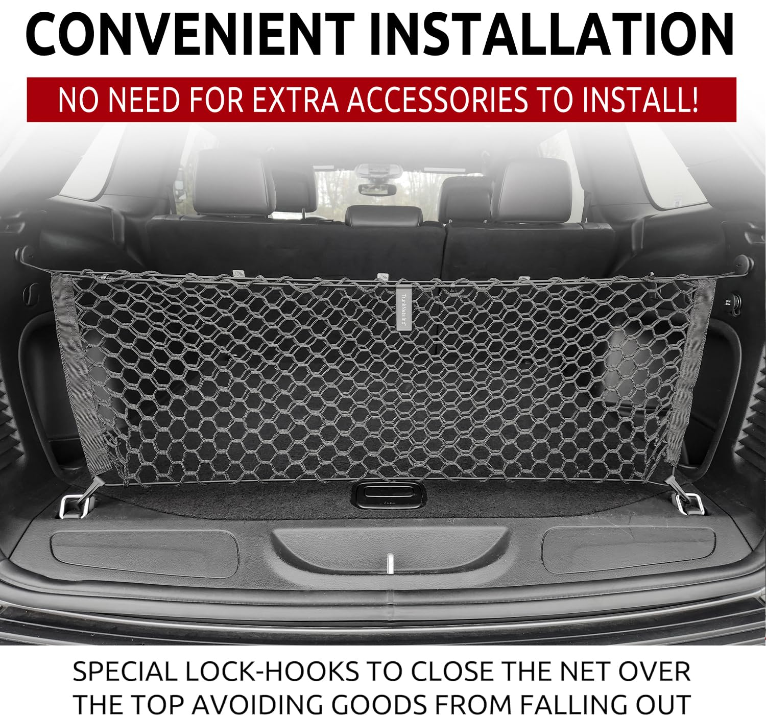 Envelope Style Trunk Mesh Cargo Net - for Jeep Grand Cherokee 2011-2025 Car Accessories - Premium Trunk Organizers and Storage - SUV Truck Cargo Nets - Vehicle Carrier Organizer for Cherokee WK