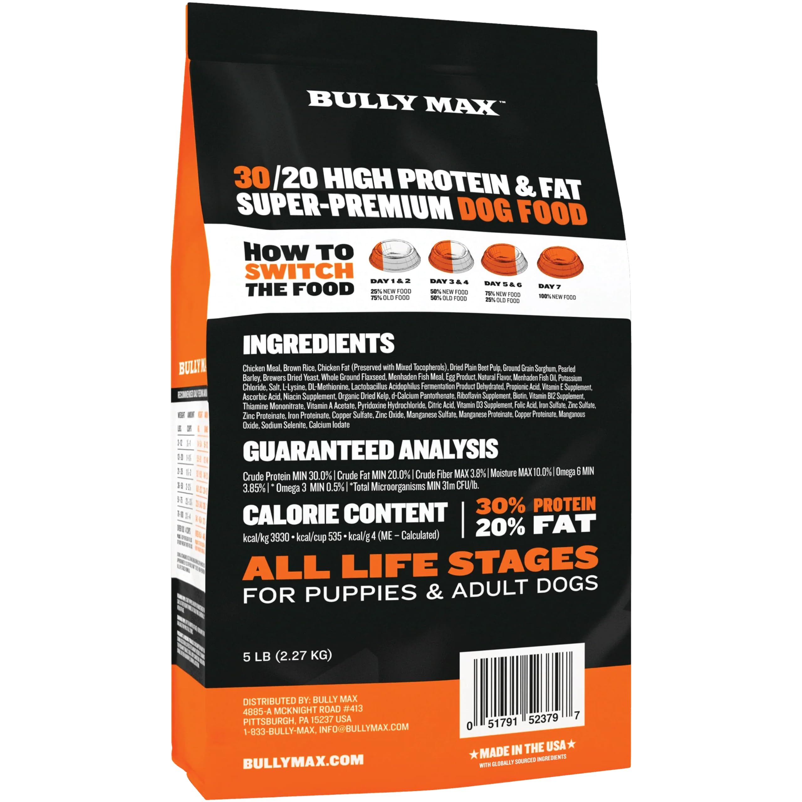 Bully Max High Performance Premium Dry Dog Food for All Ages - High Protein Natural Puppy Food for Small & Large Breed Puppies & Adult Dogs, 15 lb Bag