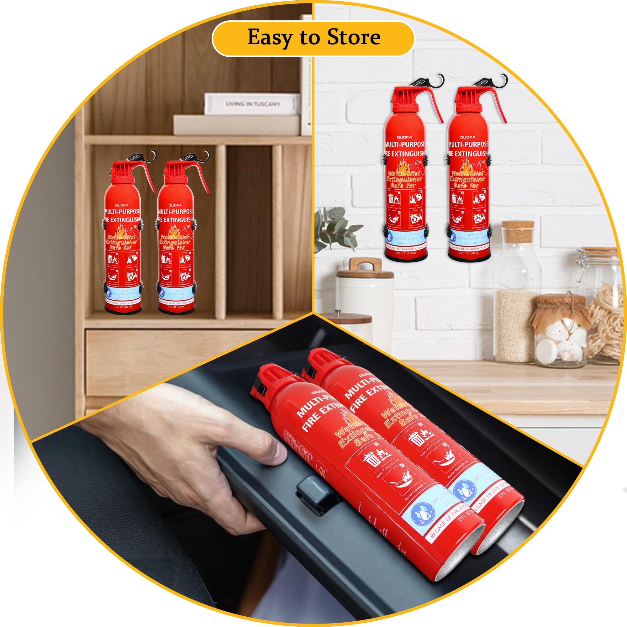 Fire Extinguisher for Home, 4 Pack Vehicle Fire Extinguishers for A B C K Fire Types, Portable Extinguisher for Car Boat Kitchen House Office Garage Marine